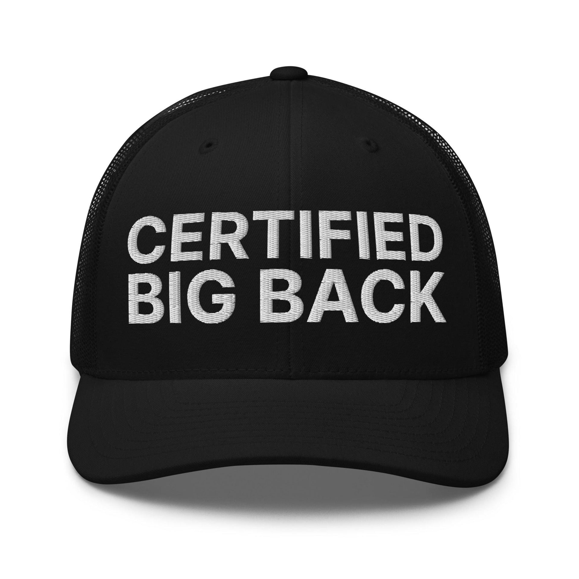 Certified Big Back Embroidered Mesh Trucker Hat Black Capital Crowns Funny Trucker Hats