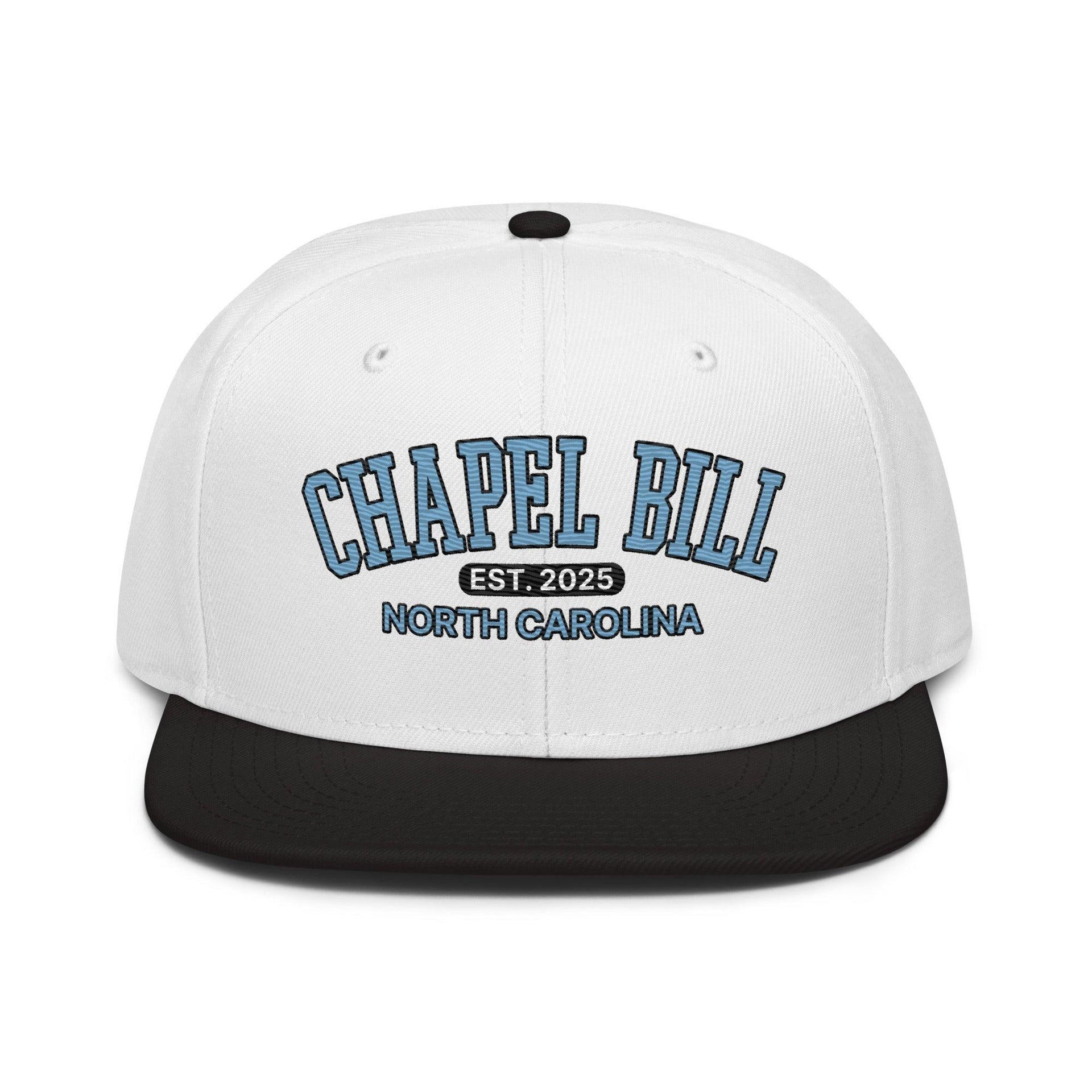 Chapel Bill Belichick Coach UNC Flat Bill Brim Snapback Hat Black White White Capital Crowns College Snapback Hats
