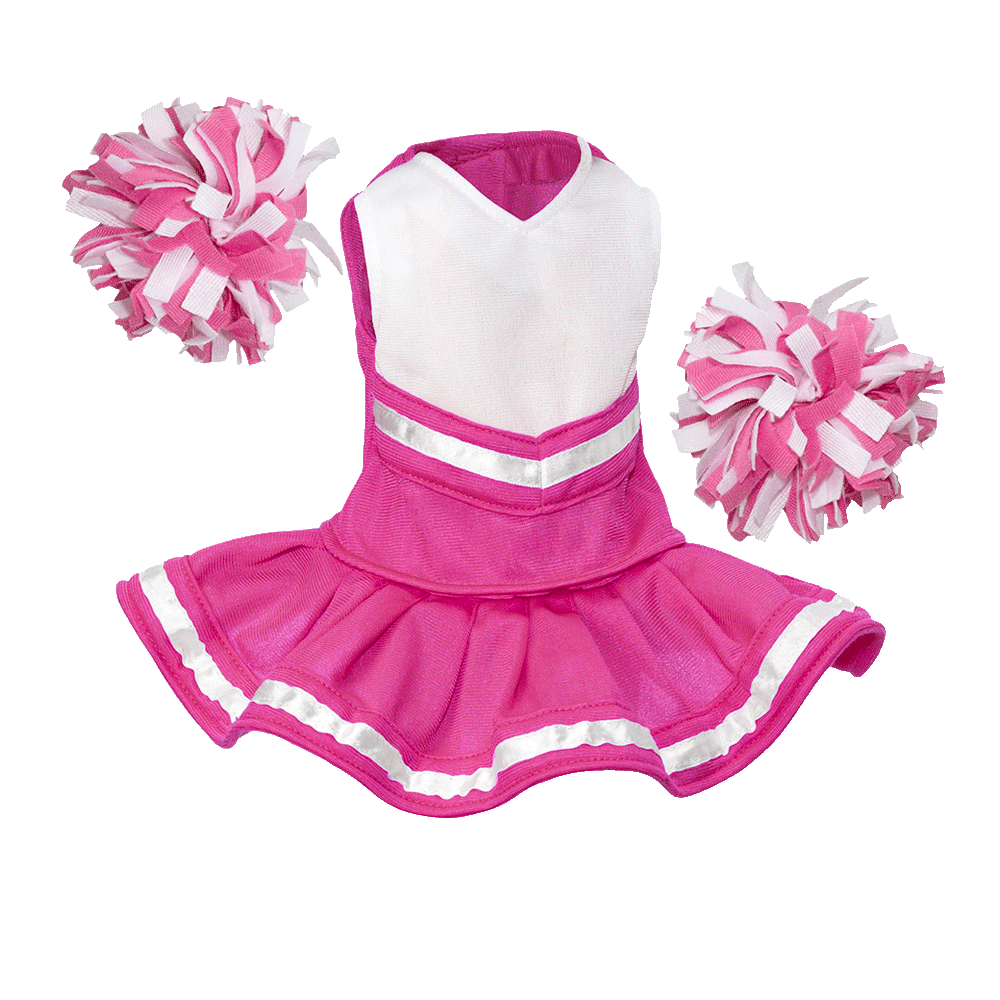 Cheerleader Outfit White body with Pink trim #90009PI cheerleader embroidable Whatzupwiththat! Bearwear