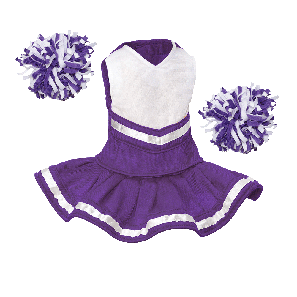 Cheerleader Outfit White body with Purple trim #90009P cheerleader embroidable Whatzupwiththat! Bearwear