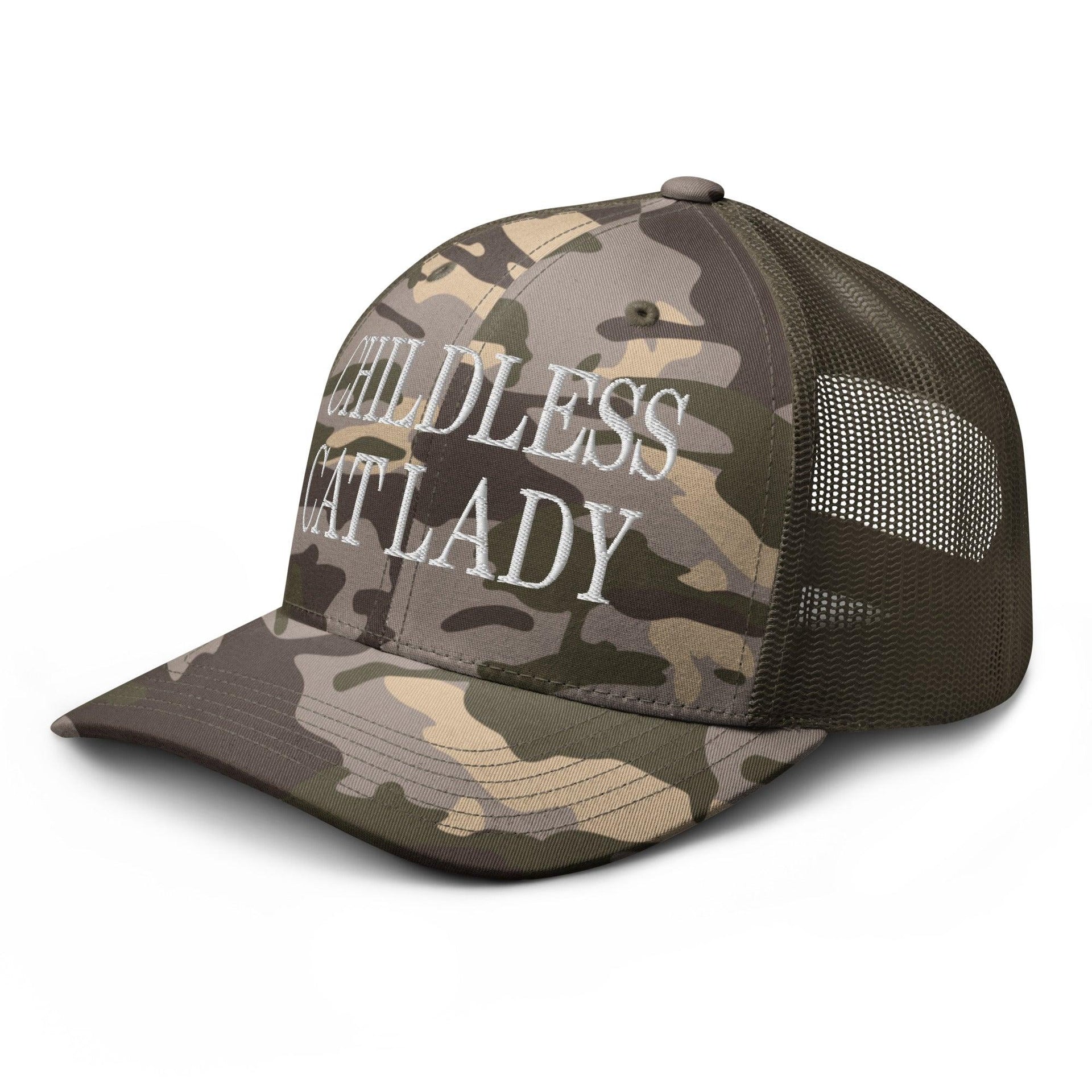 Childless Cat Lady Camo Trucker Hat Capital Crowns Liberal Trucker Hats