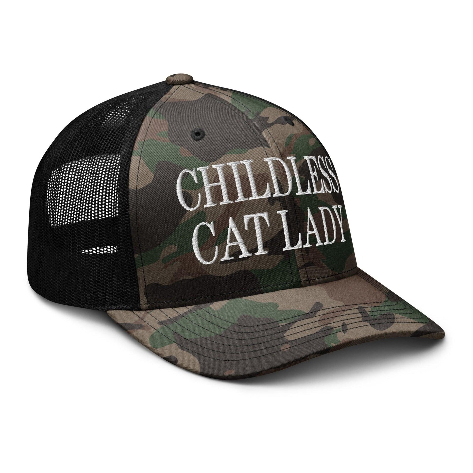 Childless Cat Lady Camo Trucker Hat Capital Crowns Liberal Trucker Hats