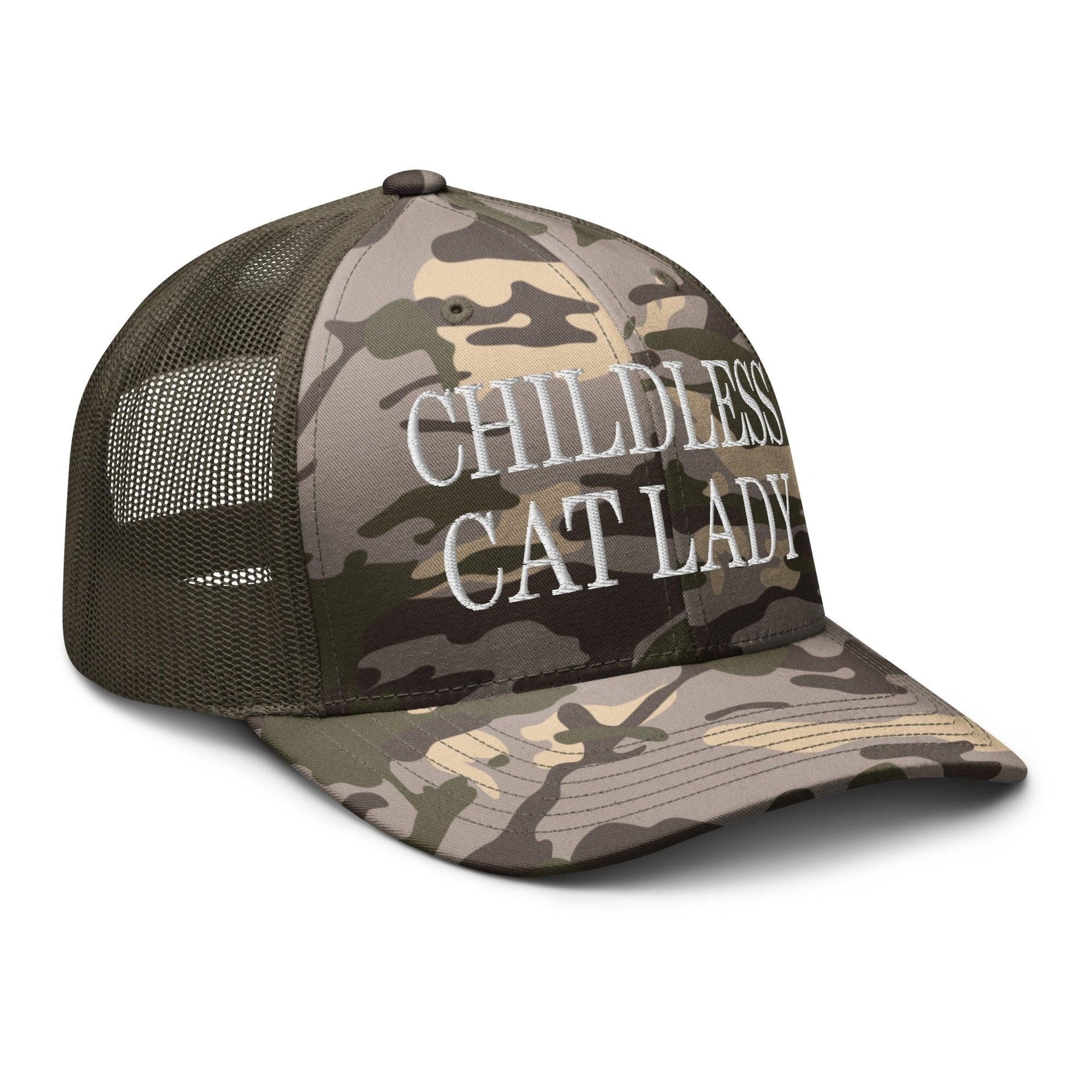 Childless Cat Lady Camo Trucker Hat Capital Crowns Liberal Trucker Hats