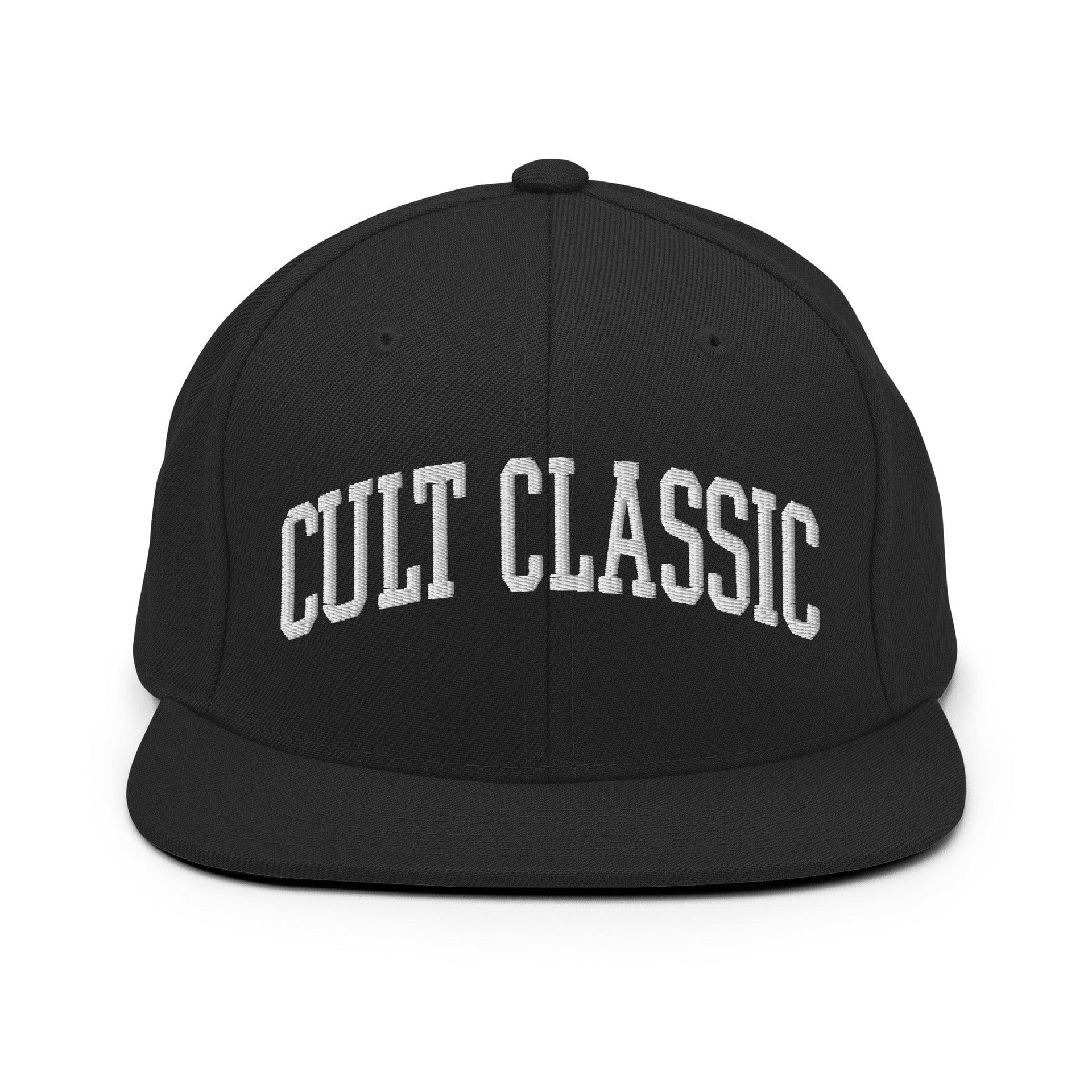 Cult Classic Embroidered Flat Bill Brim Snapback Hat Black Capital Crowns Funny Snapback Hats