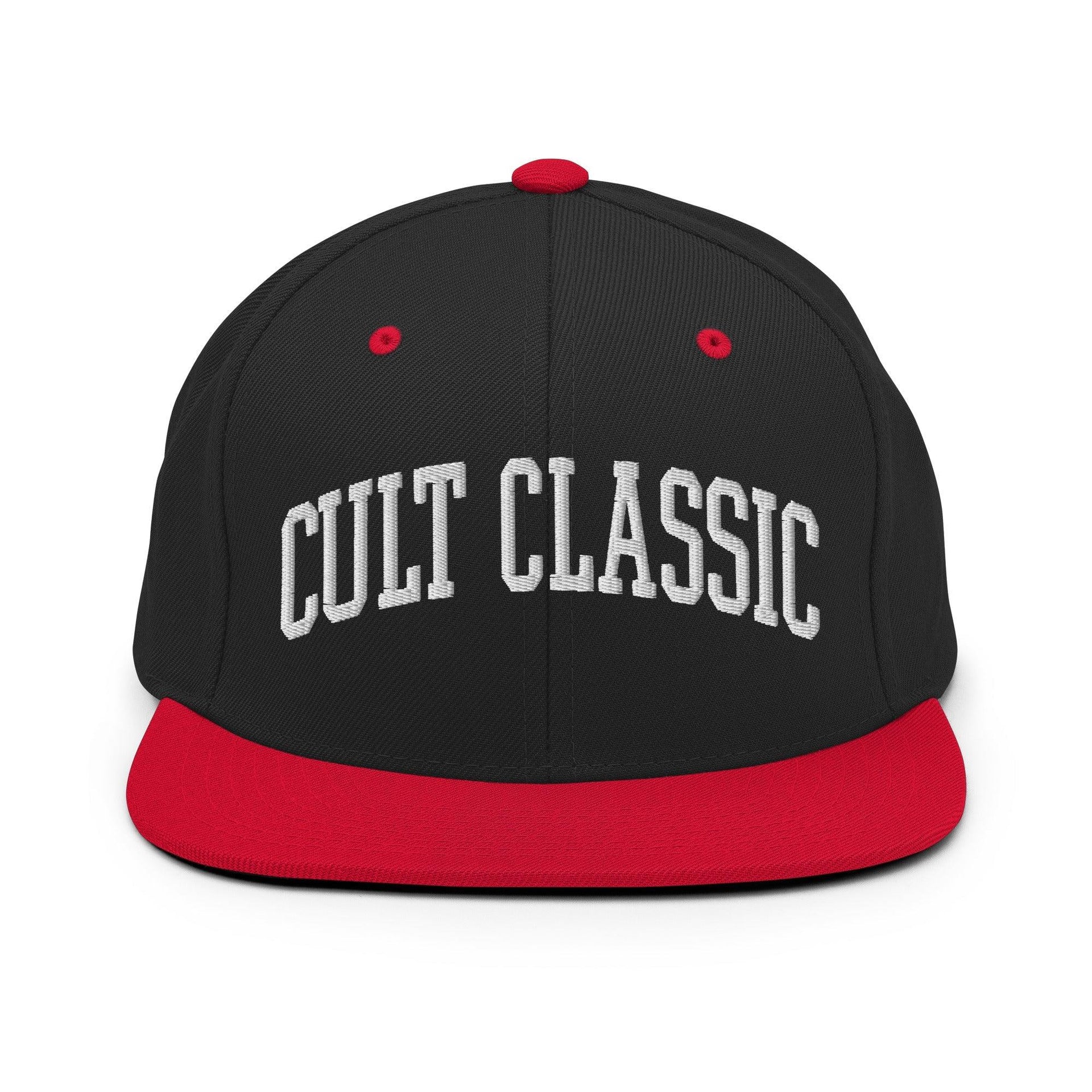 Cult Classic Embroidered Flat Bill Brim Snapback Hat Black Red Capital Crowns Funny Snapback Hats