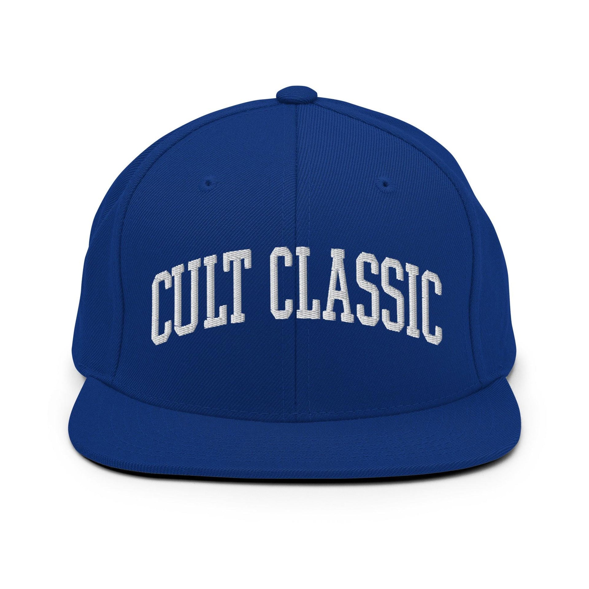 Cult Classic Embroidered Flat Bill Brim Snapback Hat Royal Blue Capital Crowns Funny Snapback Hats