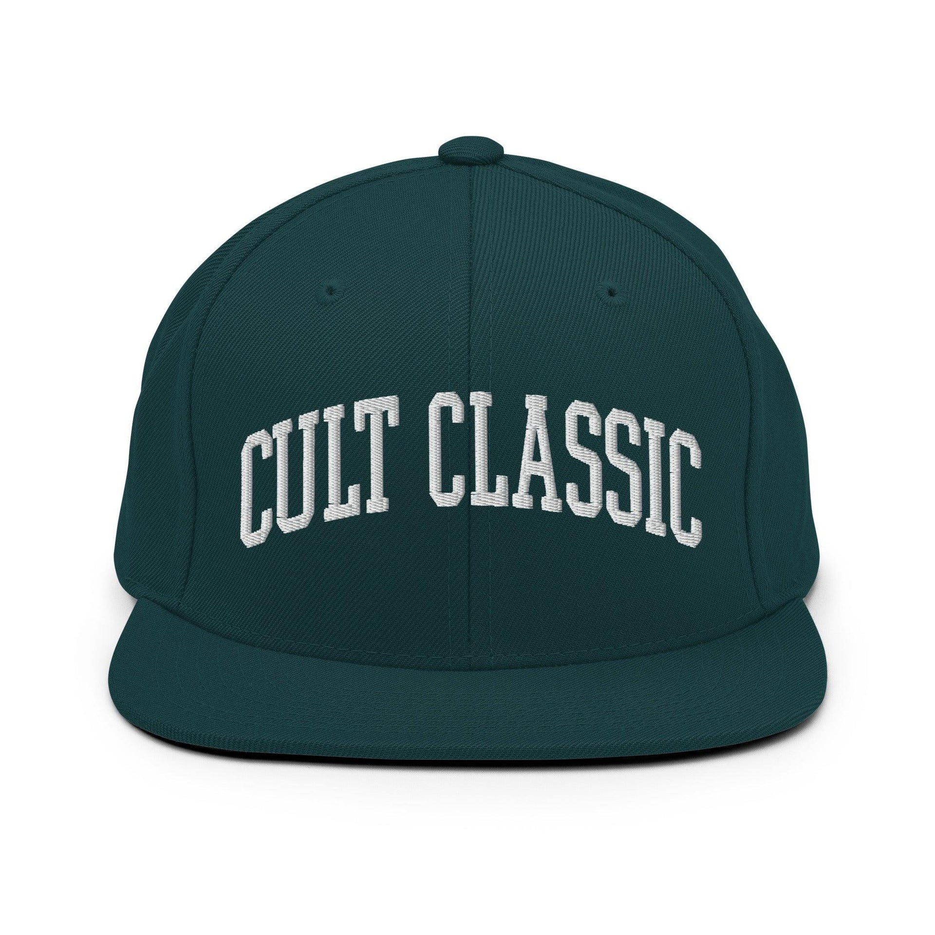 Cult Classic Embroidered Flat Bill Brim Snapback Hat Spruce Capital Crowns Funny Snapback Hats