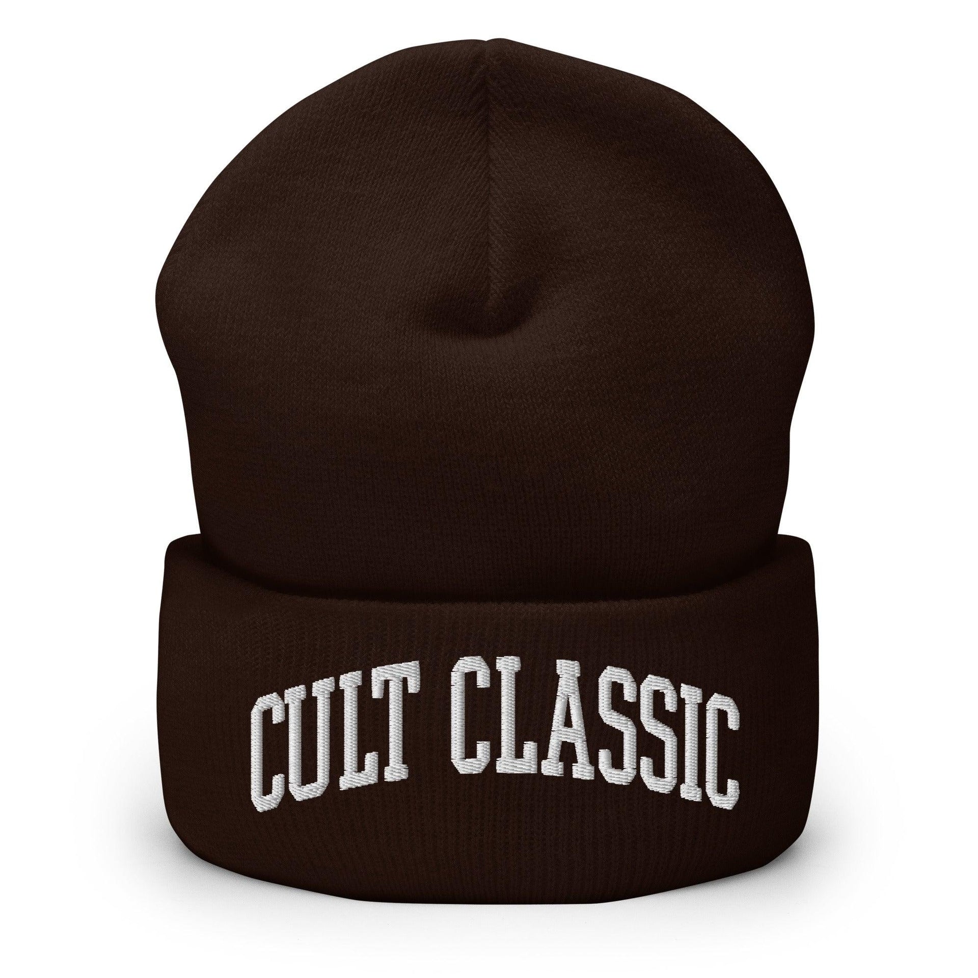 Cult Classic Embroidered Knit Cuffed Beanie Brown Beanies Capital Crowns Funny