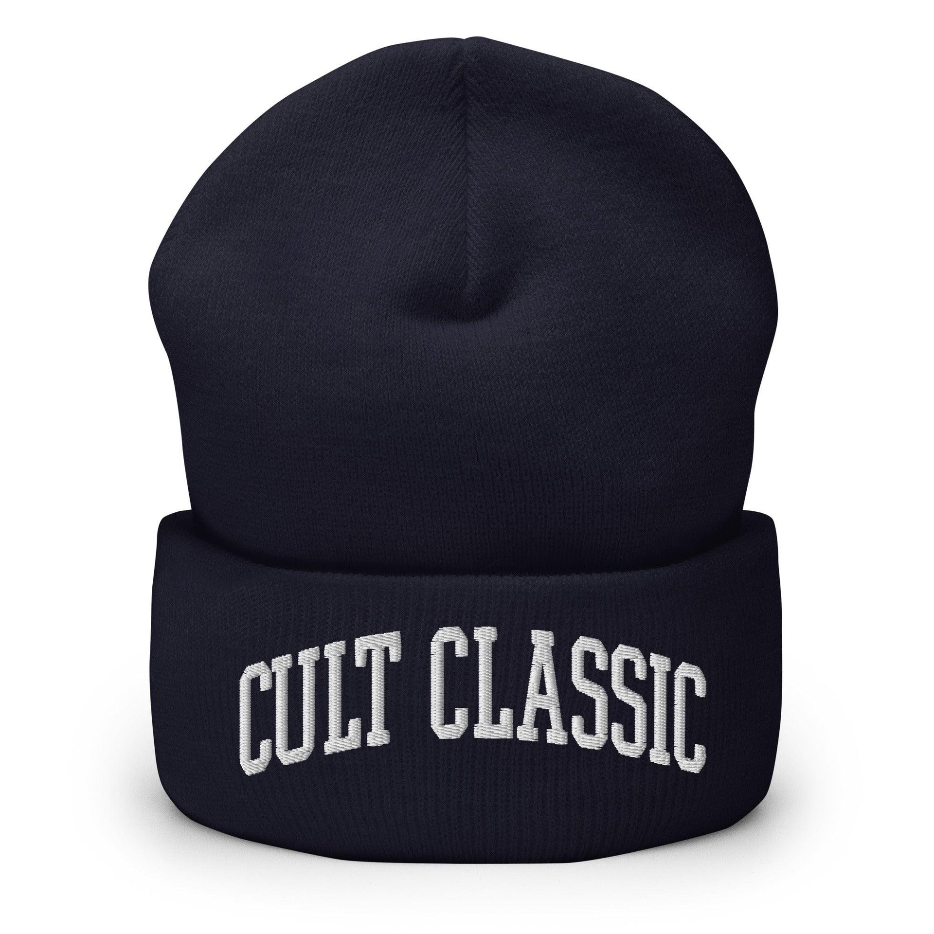 Cult Classic Embroidered Knit Cuffed Beanie Navy Beanies Capital Crowns Funny