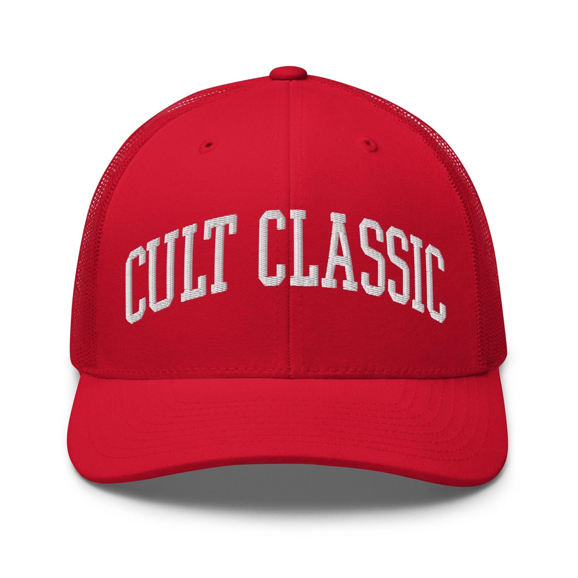 Cult Classic Embroidered Mesh Trucker Hat Red Capital Crowns Funny Trucker Hats