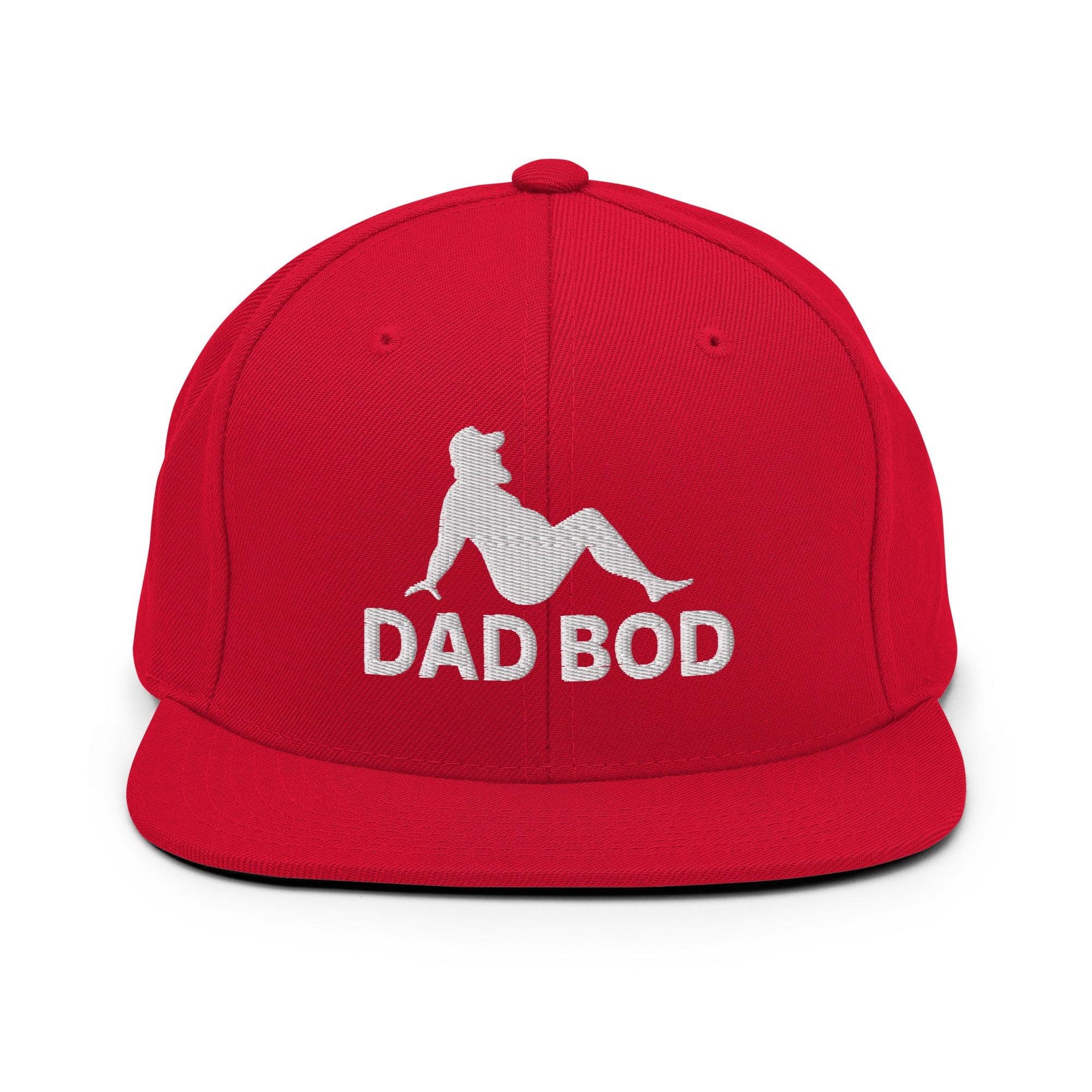 Dad Bod Mud Flap Silhouette Embroidered Flat Bill Brim Snapback Hat Red Capital Crowns Dad Hats Funny Snapback Hats