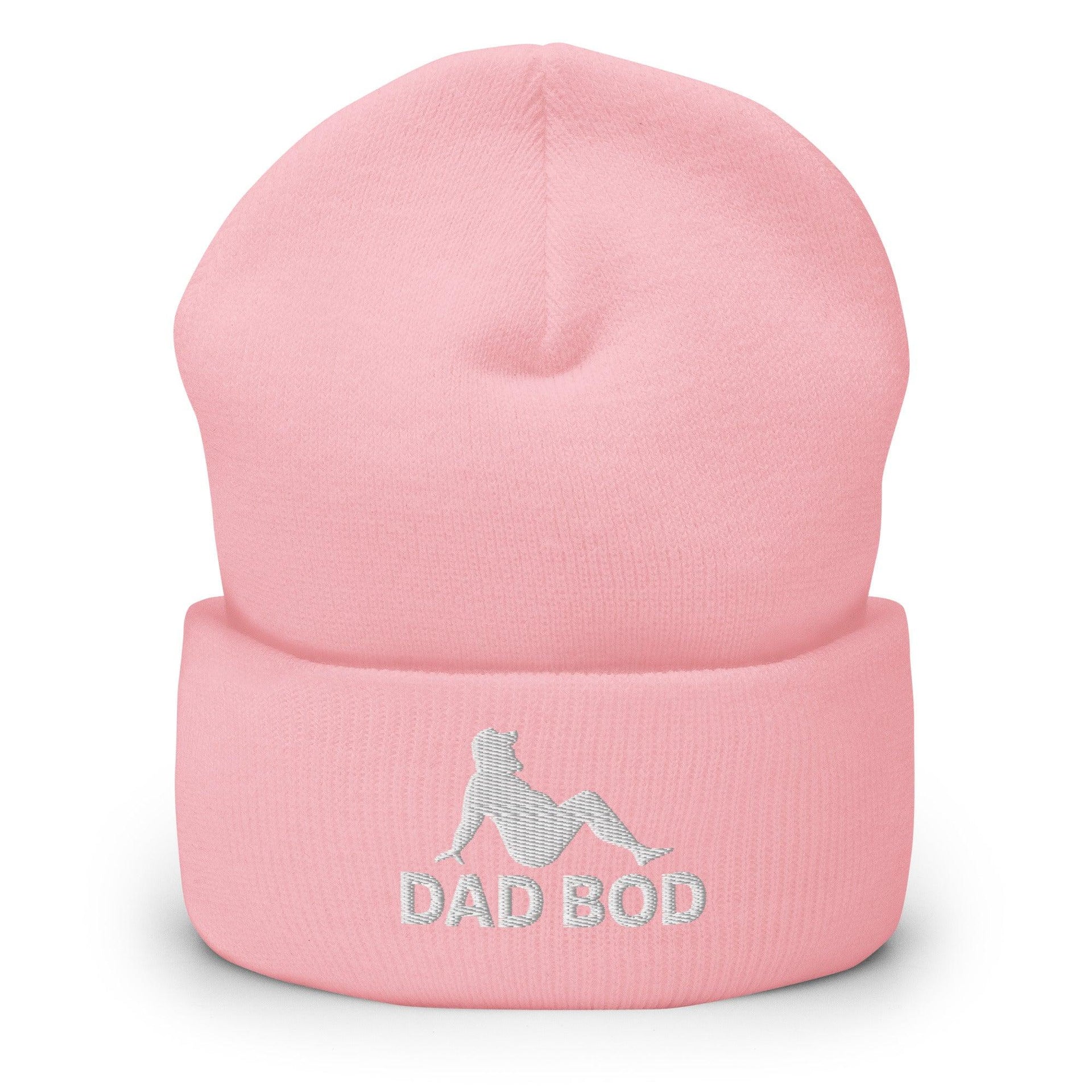 Dad Bod Mud Flap Silhouette Embroidered Knit Cuffed Beanie Baby Pink Beanies Capital Crowns Dad Hats Funny