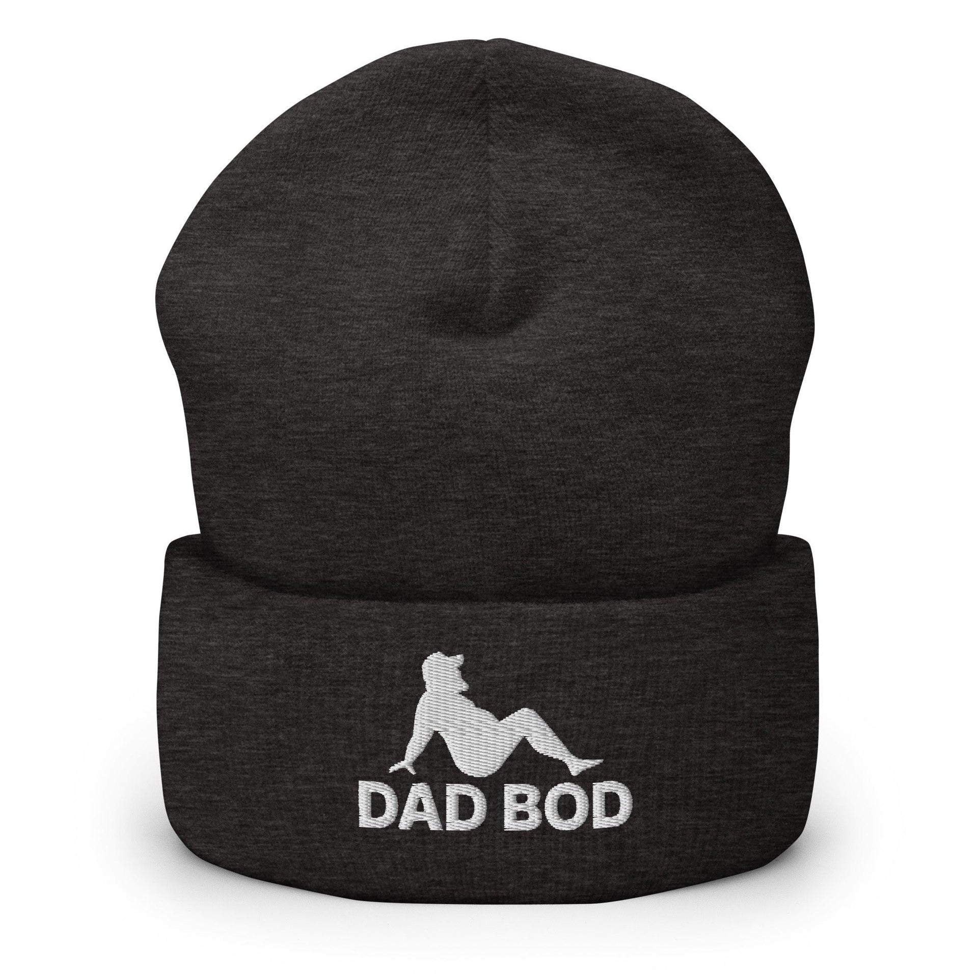 Dad Bod Mud Flap Silhouette Embroidered Knit Cuffed Beanie Dark Grey Beanies Capital Crowns Dad Hats Funny