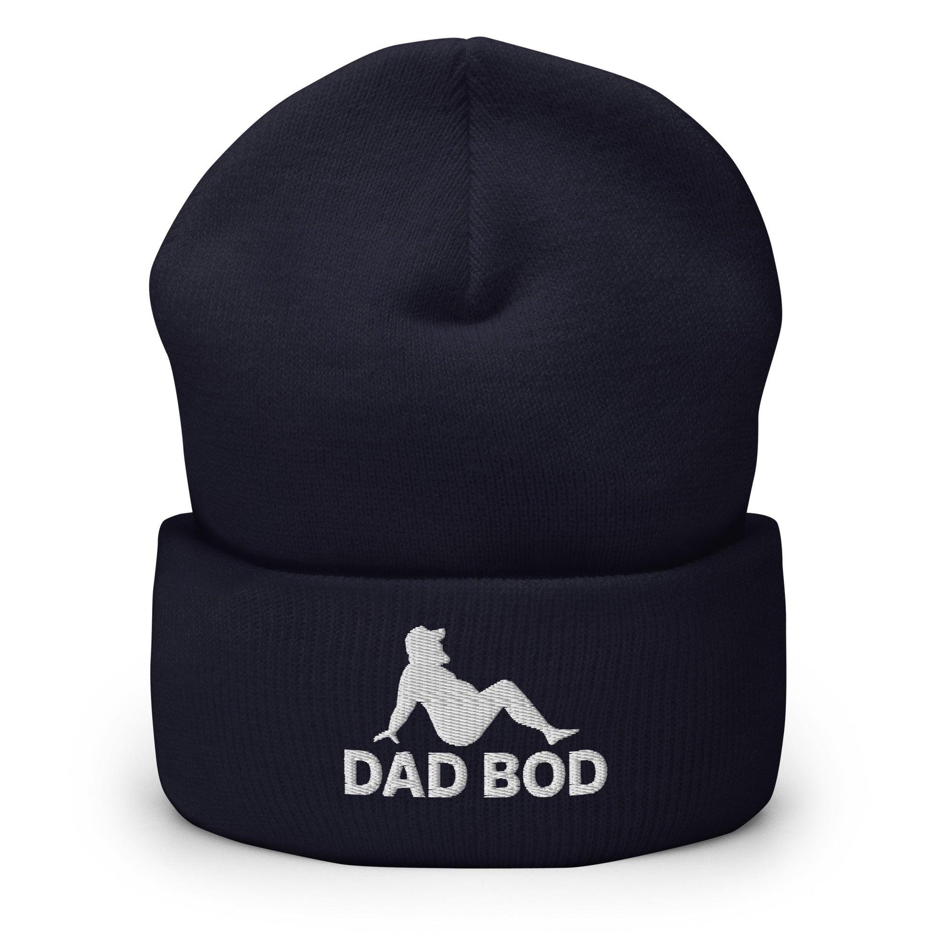 Dad Bod Mud Flap Silhouette Embroidered Knit Cuffed Beanie Navy Beanies Capital Crowns Dad Hats Funny