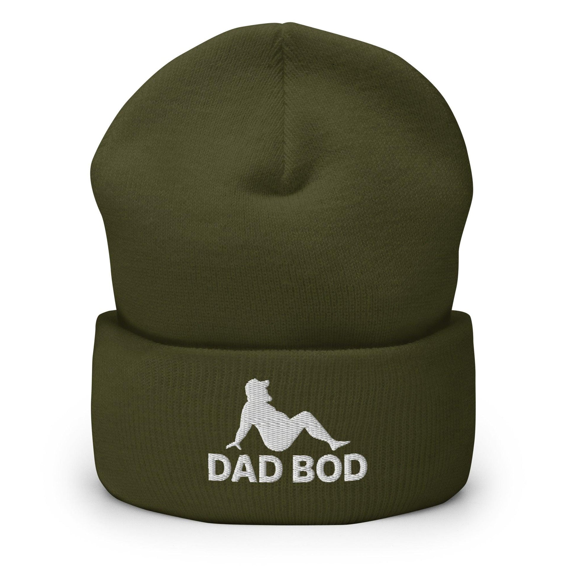 Dad Bod Mud Flap Silhouette Embroidered Knit Cuffed Beanie Olive Beanies Capital Crowns Dad Hats Funny