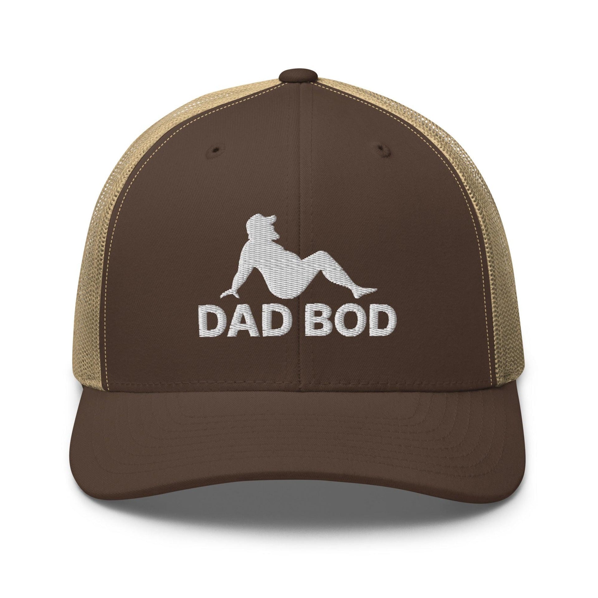 Dad Bod Mud Flap Silhouette Embroidered Mesh Trucker Hat Brown Khaki Capital Crowns Dad Hats Funny Trucker Hats
