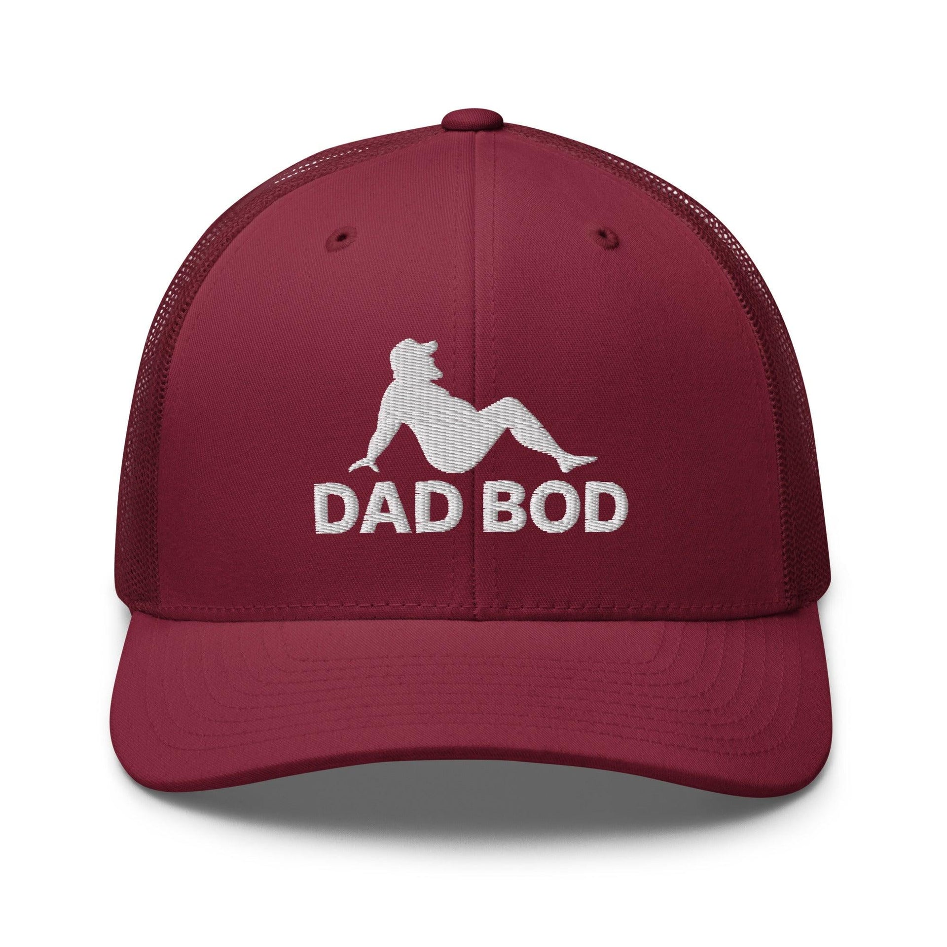 Dad Bod Mud Flap Silhouette Embroidered Mesh Trucker Hat Cranberry Capital Crowns Dad Hats Funny Trucker Hats