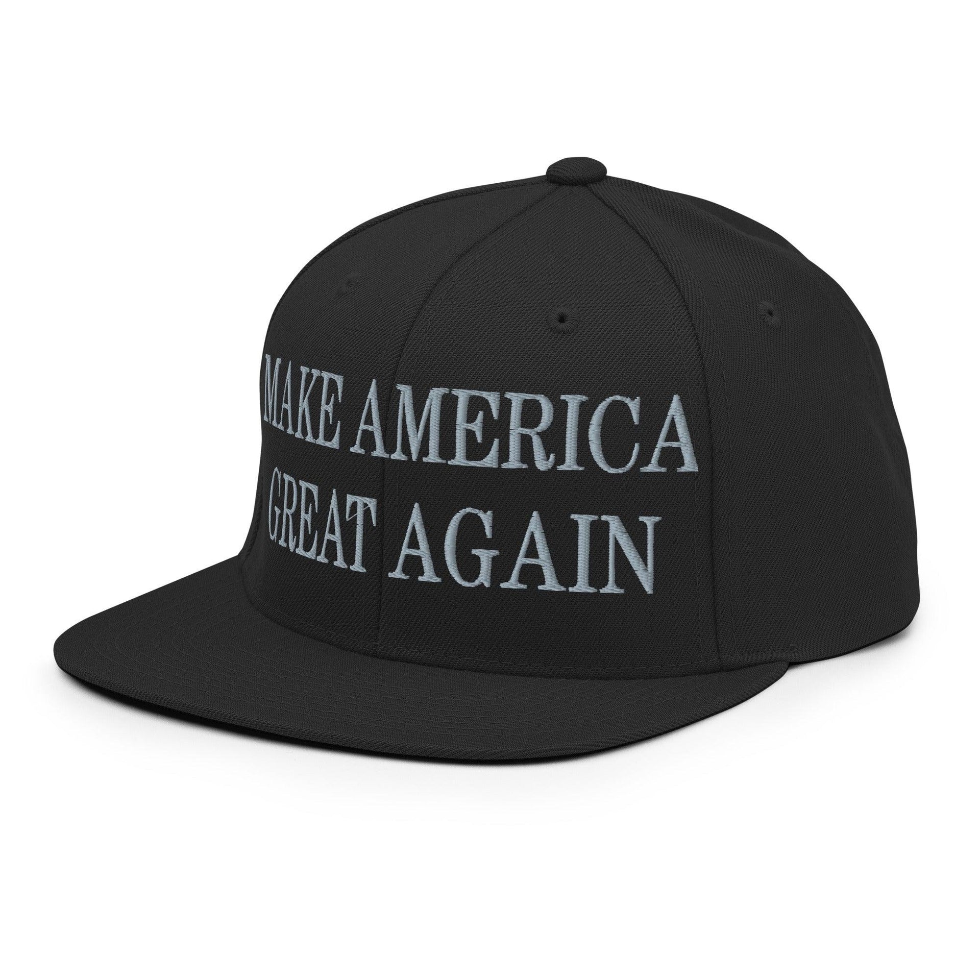 Dark MAGA Make America Great Again Flat Bill Brim Snapback Hat Capital Crowns Conservative LADs Make Again Snapback Hats