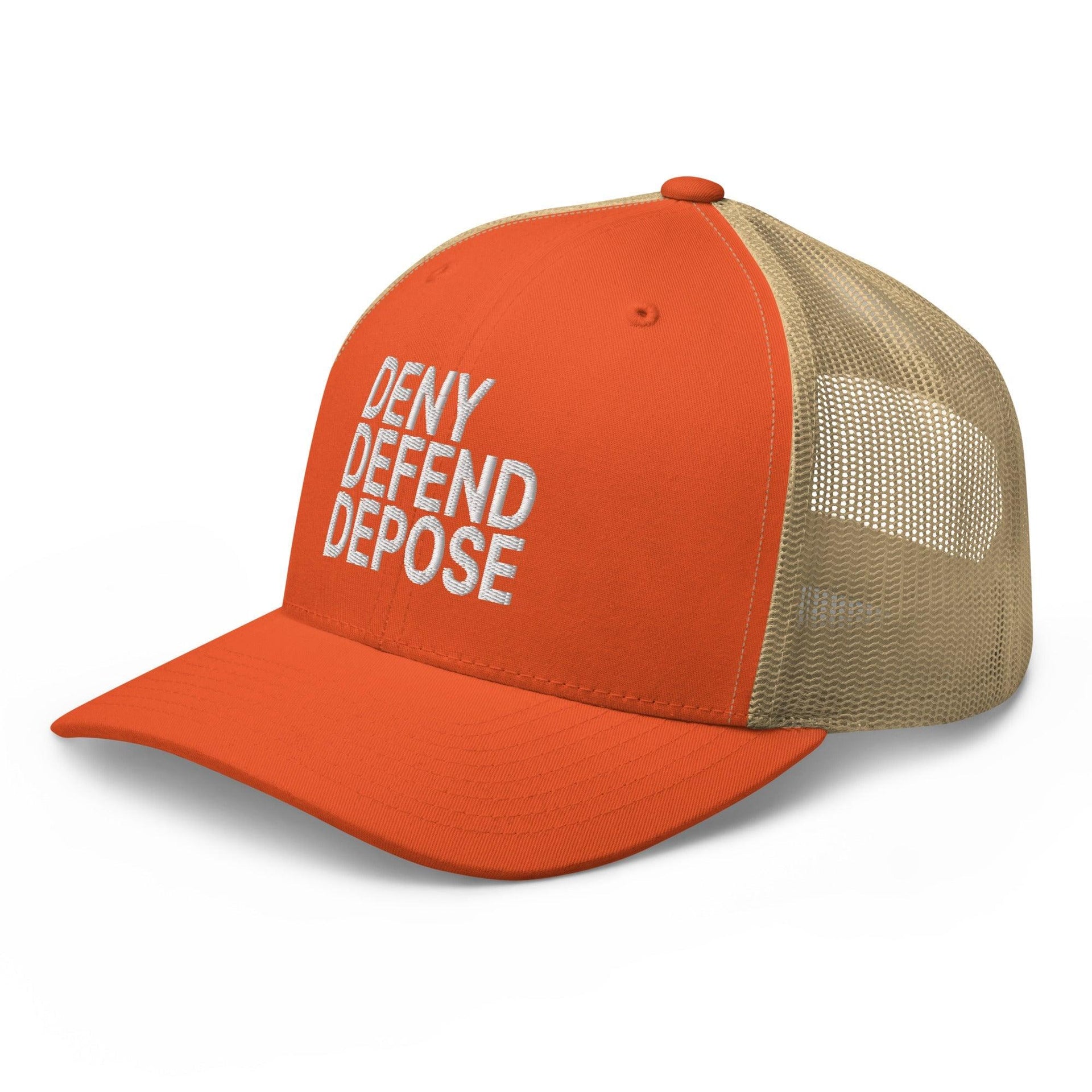 Deny Defend Depose Embroidered Mesh Trucker Hat Capital Crowns Funny LADs Trucker Hats