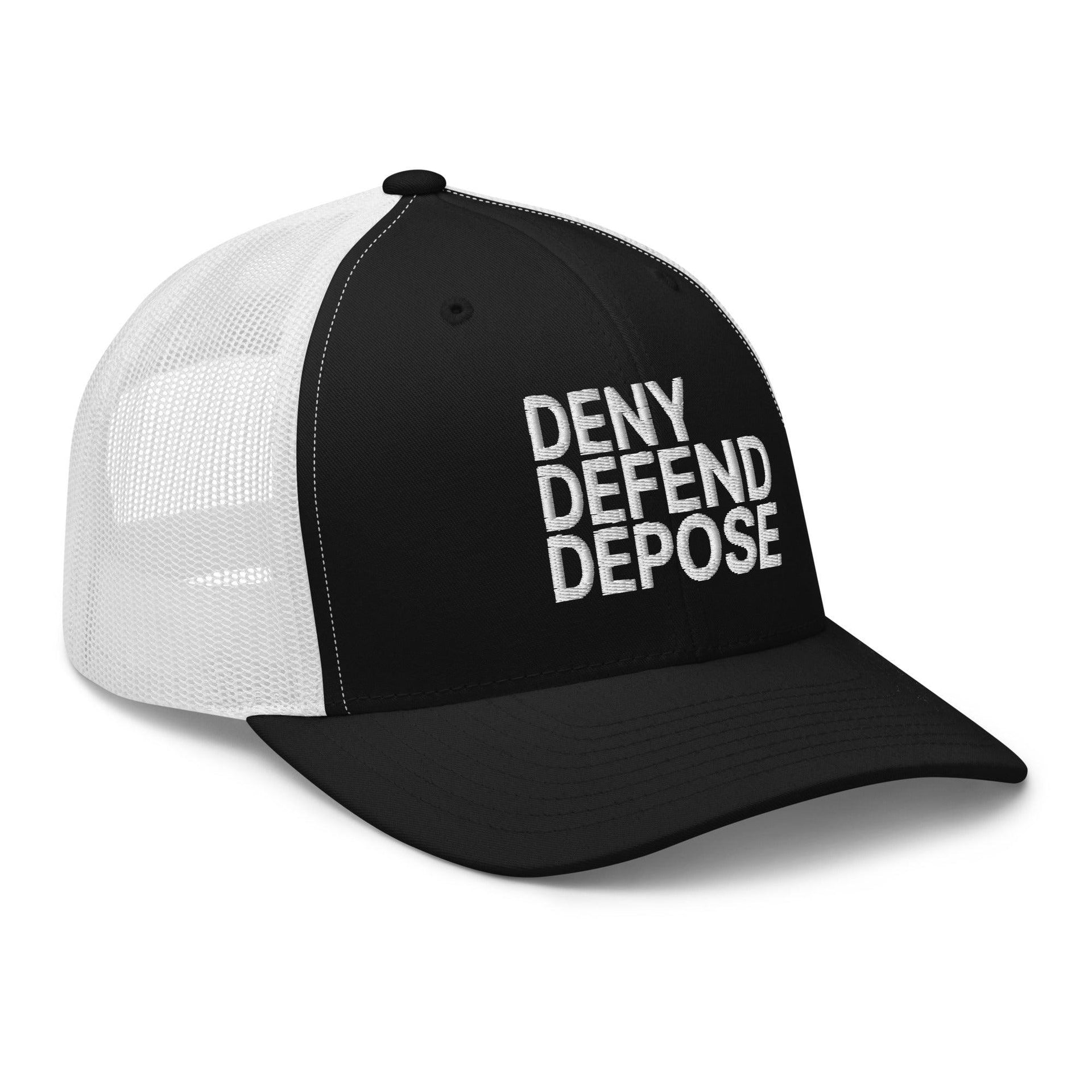 Deny Defend Depose Embroidered Mesh Trucker Hat Capital Crowns Funny LADs Trucker Hats