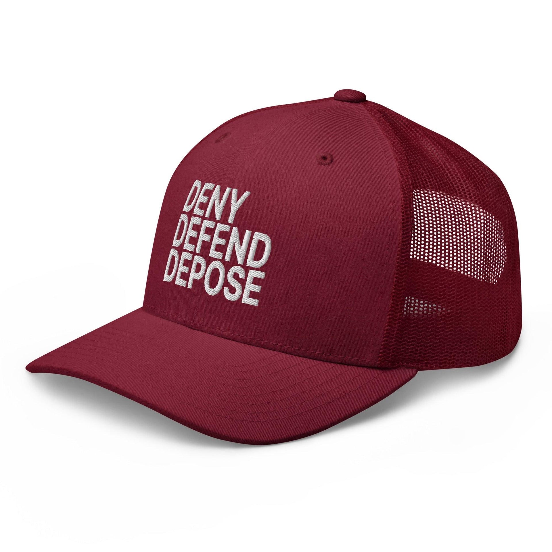 Deny Defend Depose Embroidered Mesh Trucker Hat Capital Crowns Funny LADs Trucker Hats