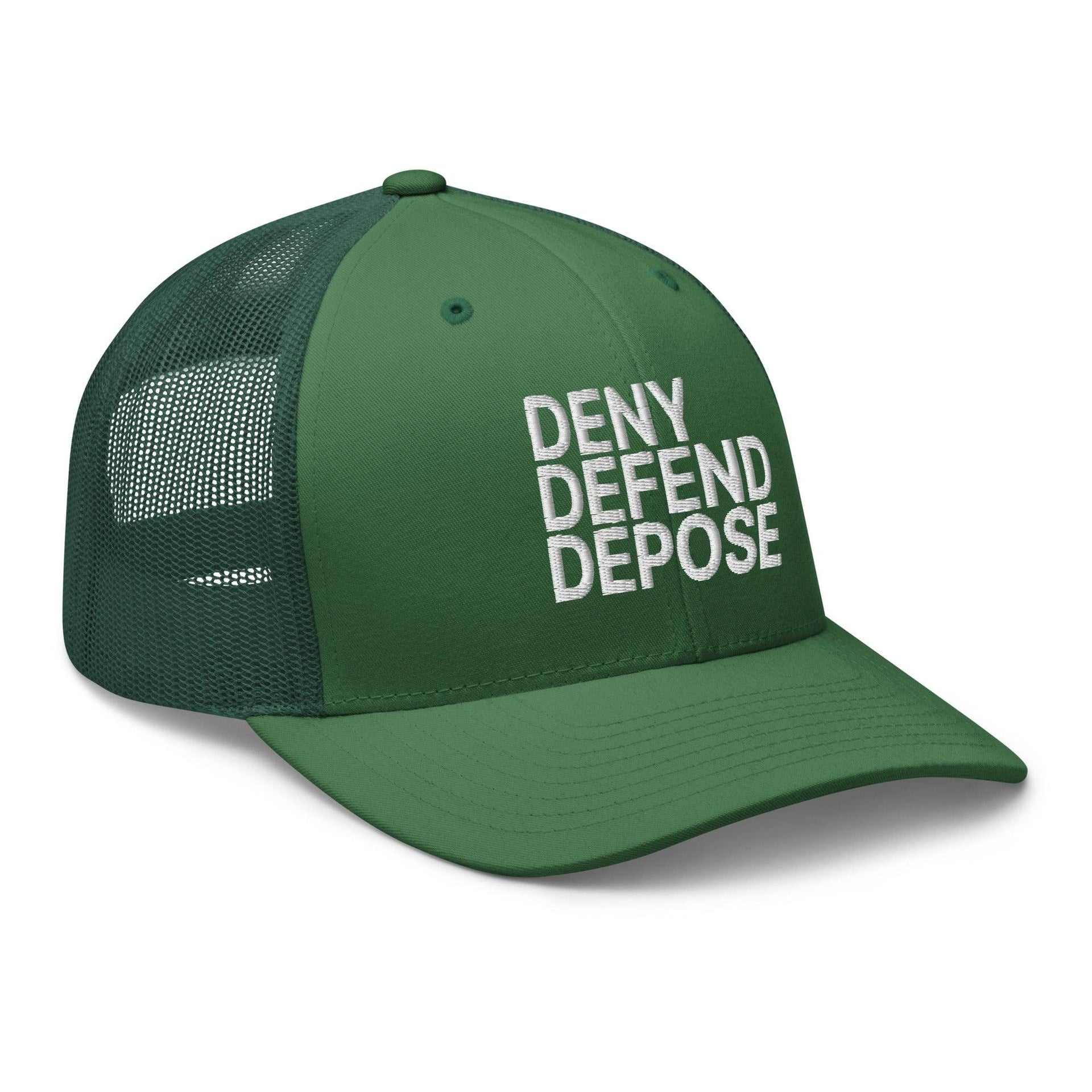 Deny Defend Depose Embroidered Mesh Trucker Hat Capital Crowns Funny LADs Trucker Hats