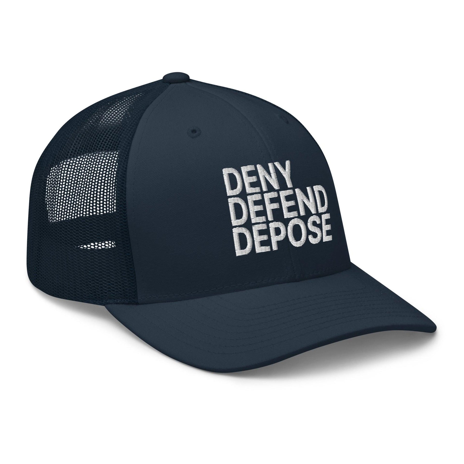 Deny Defend Depose Embroidered Mesh Trucker Hat Capital Crowns Funny LADs Trucker Hats