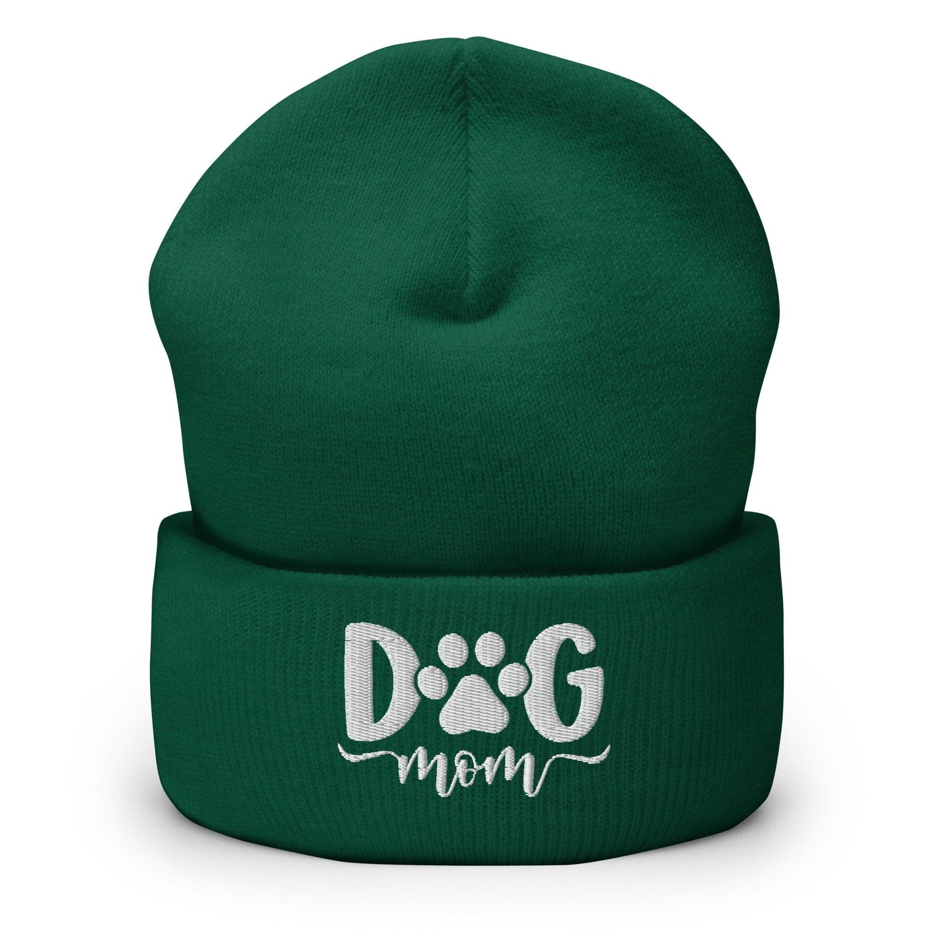 Dog Mom Embroidered Knit Cuffed Beanie Spruce Beanies Capital Crowns Funny
