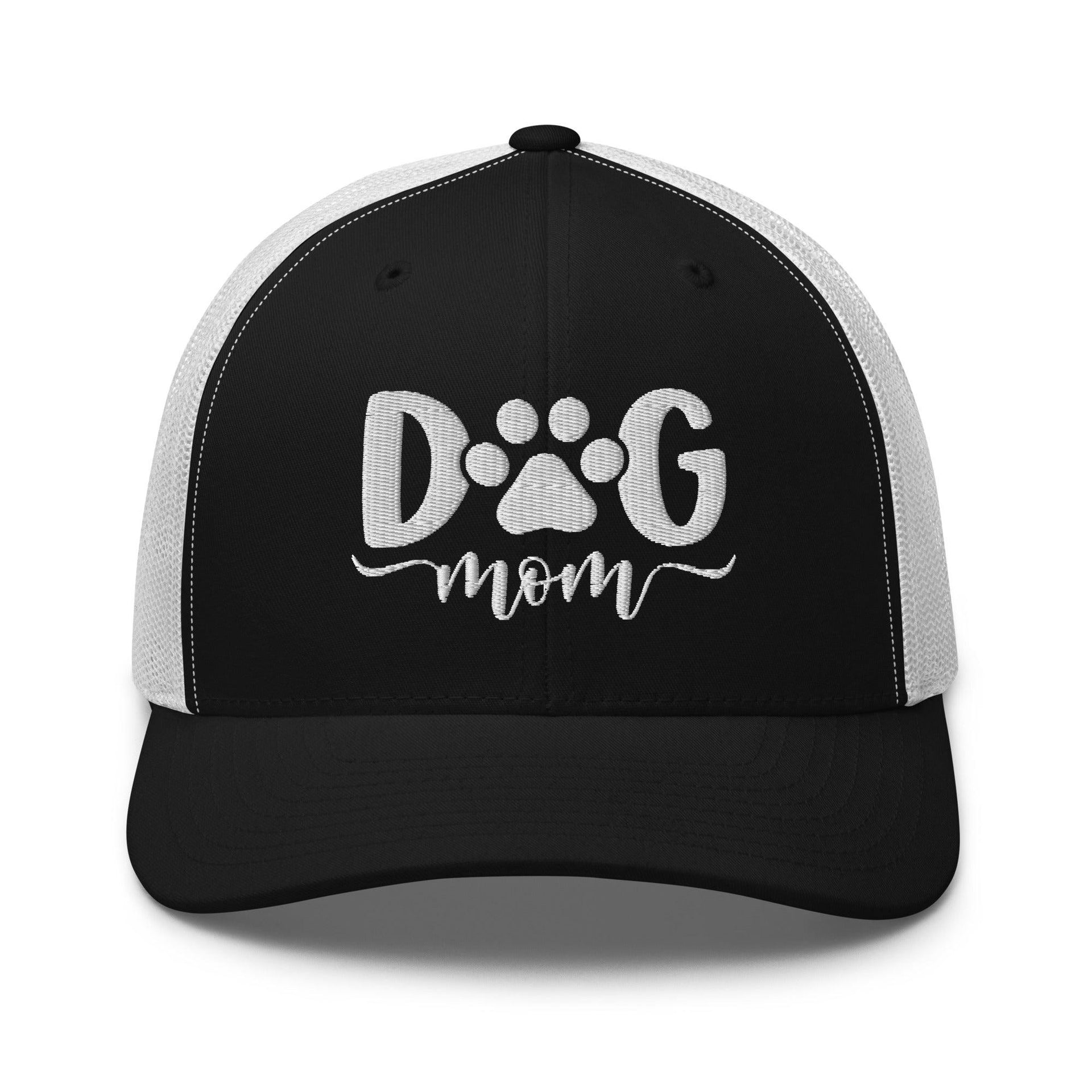 Dog Mom Embroidered Mesh Trucker Hat Black White Capital Crowns Funny Trucker Hats