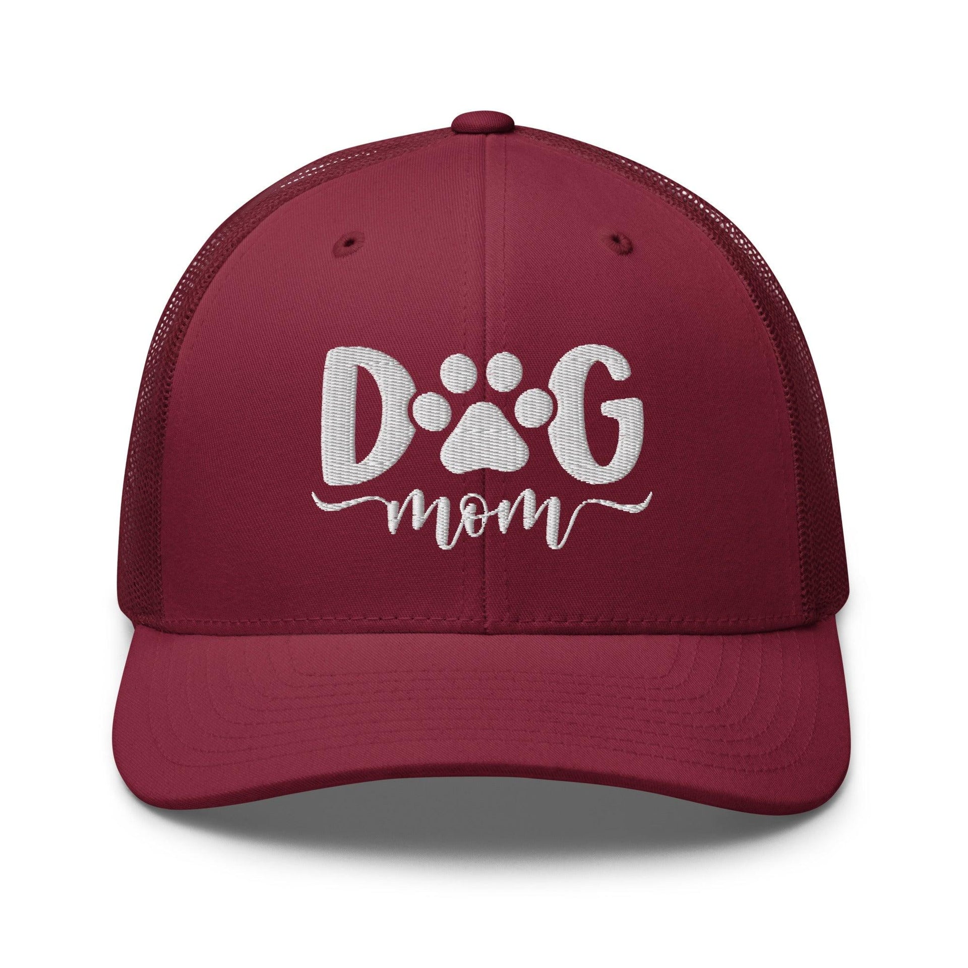 Dog Mom Embroidered Mesh Trucker Hat Cranberry Capital Crowns Funny Trucker Hats