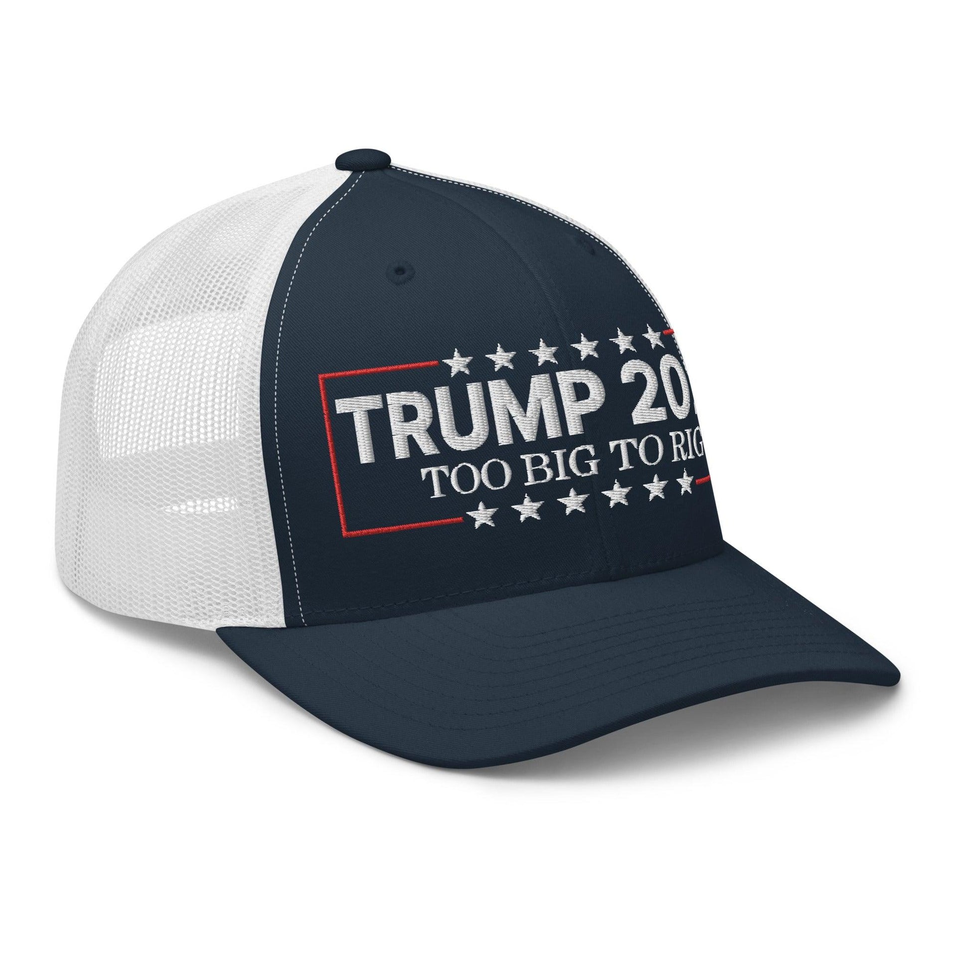 Donald Trump 2024 Too Big to Rig Retro Trucker Hat Capital Crowns Conservative LADs Trucker Hats