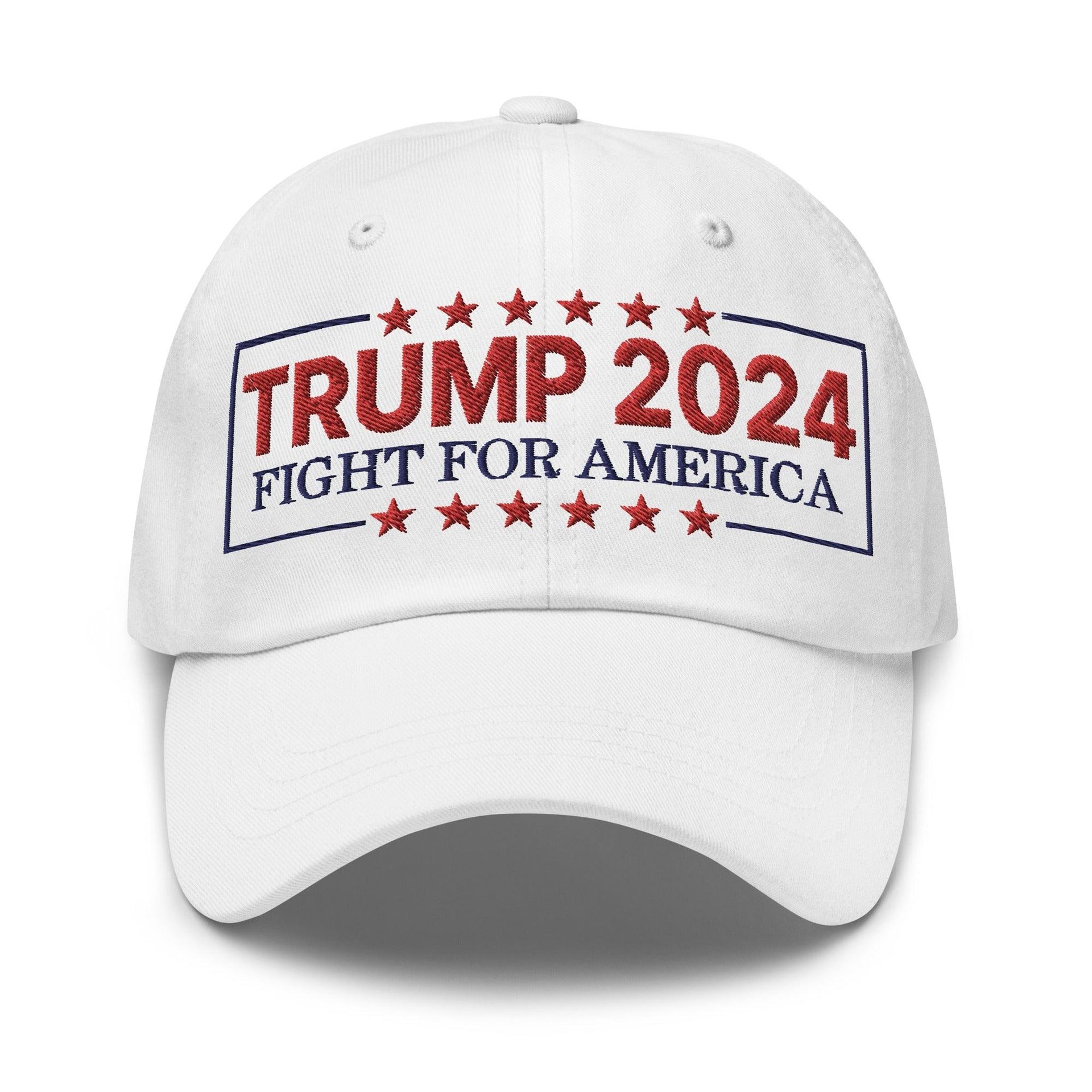 Donald Trump 2024 Fight For America Dad Hat White Capital Crowns Conservative Dad Hats LADs