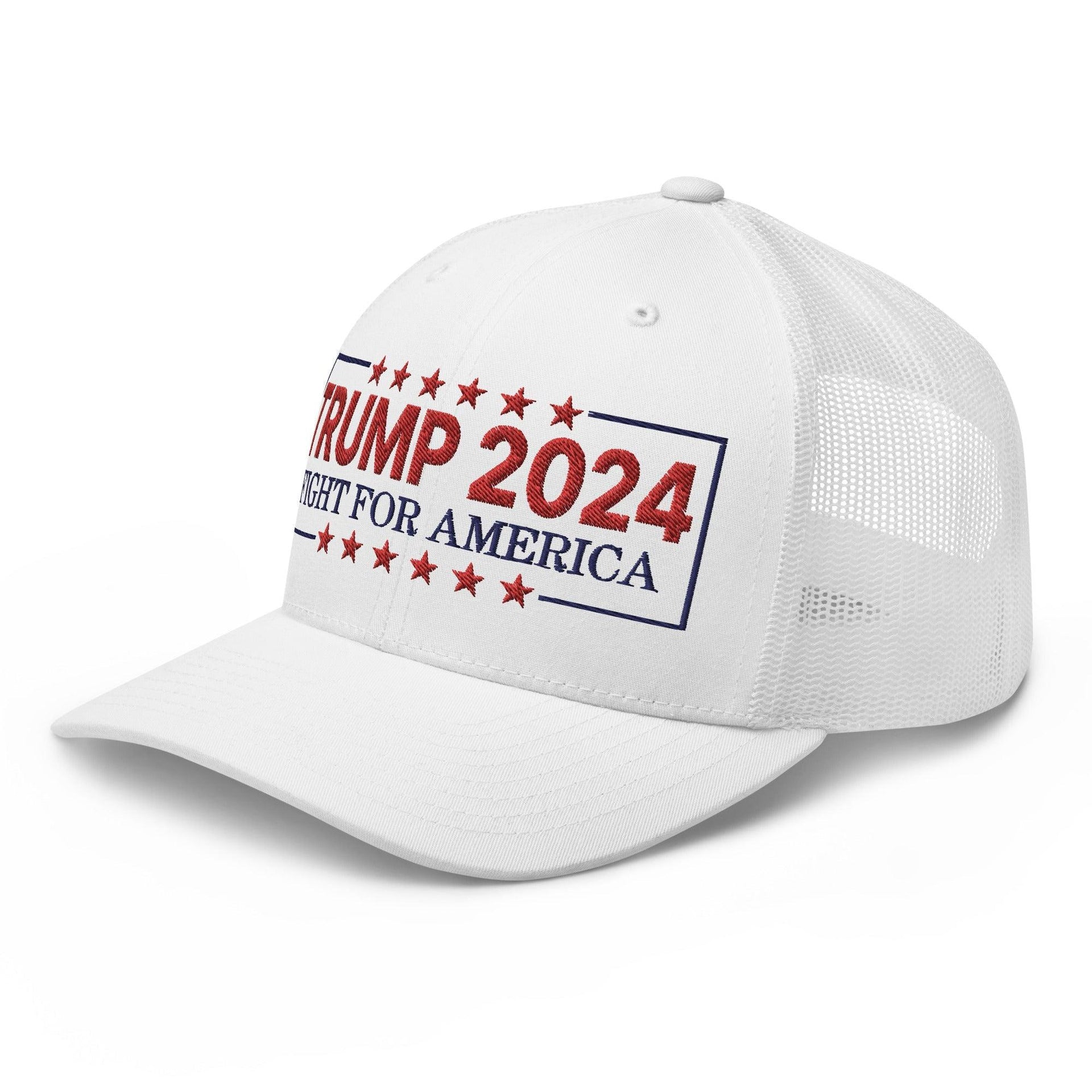 Donald Trump 2024 Fight For America Retro Trucker Hat Capital Crowns Conservative LADs Trucker Hats