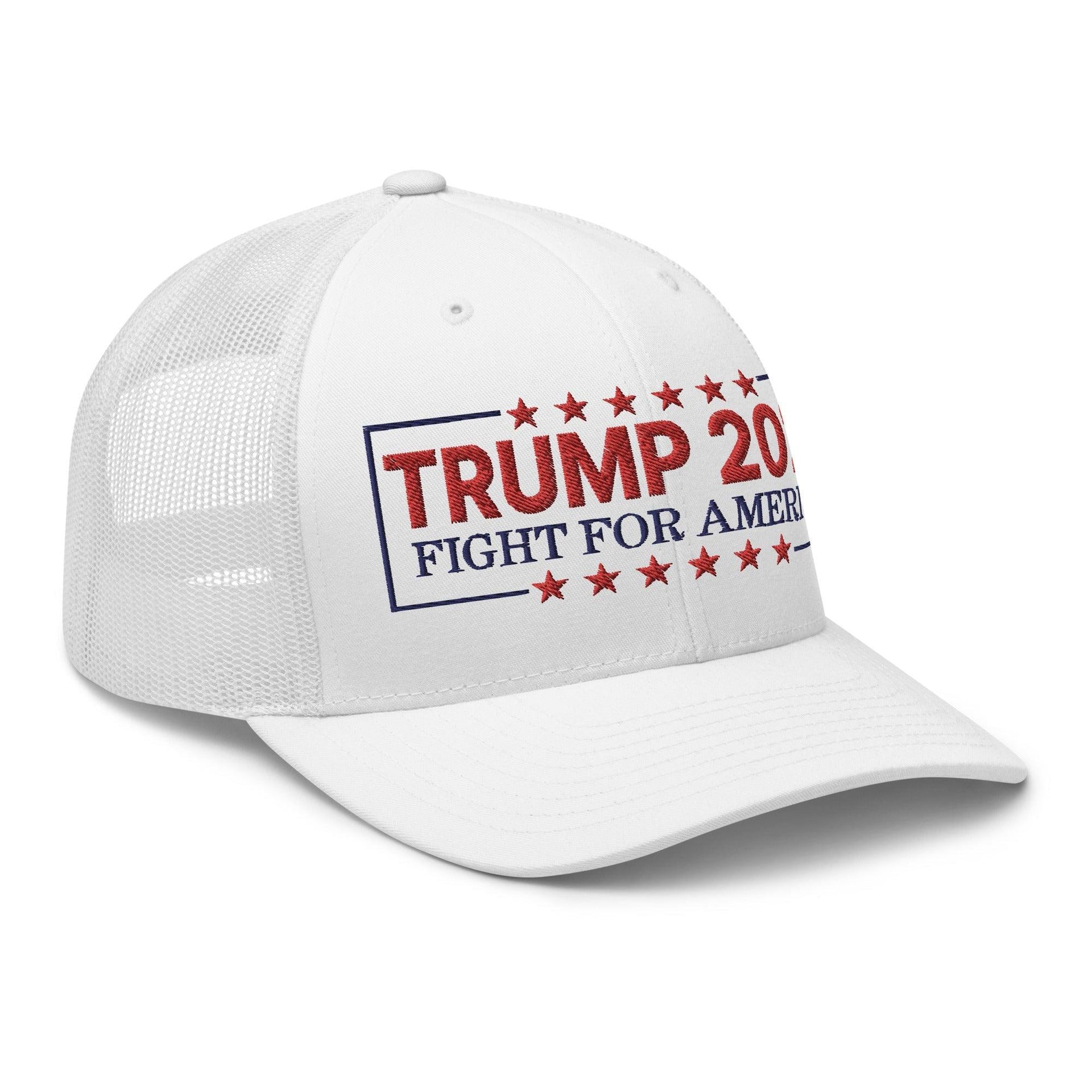 Donald Trump 2024 Fight For America Retro Trucker Hat Capital Crowns Conservative LADs Trucker Hats