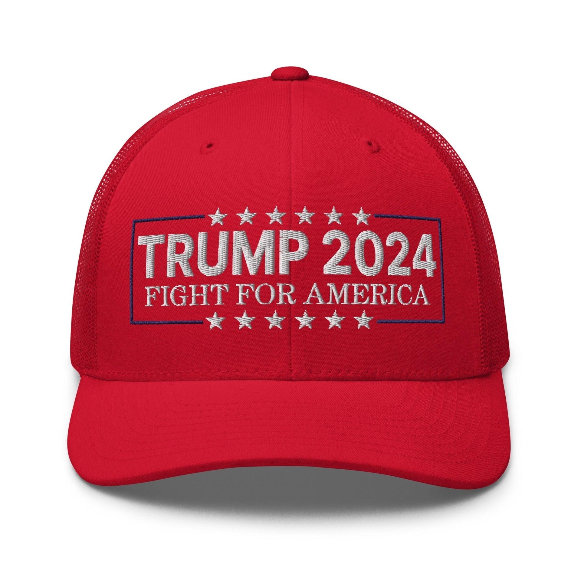 Donald Trump 2024 Fight For America Retro Trucker Hat Red Capital Crowns Conservative LADs Trucker Hats