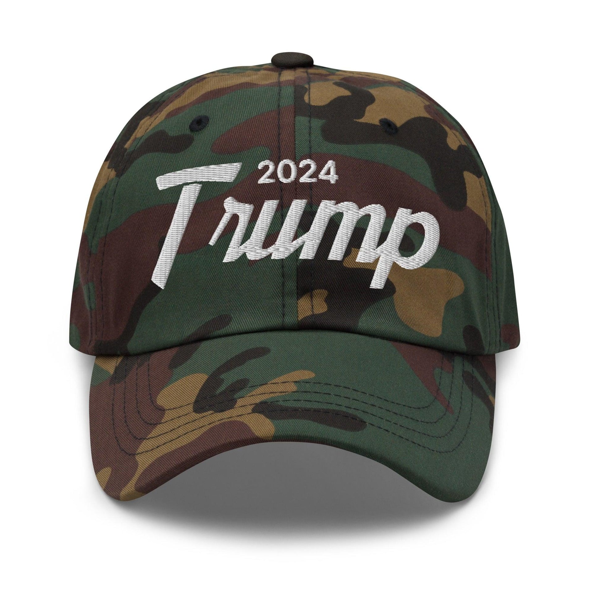 Donald Trump 2024 Vintage Sports Dad Hat Green Camo Capital Crowns Conservative Dad Hats LADs Trucker Hats