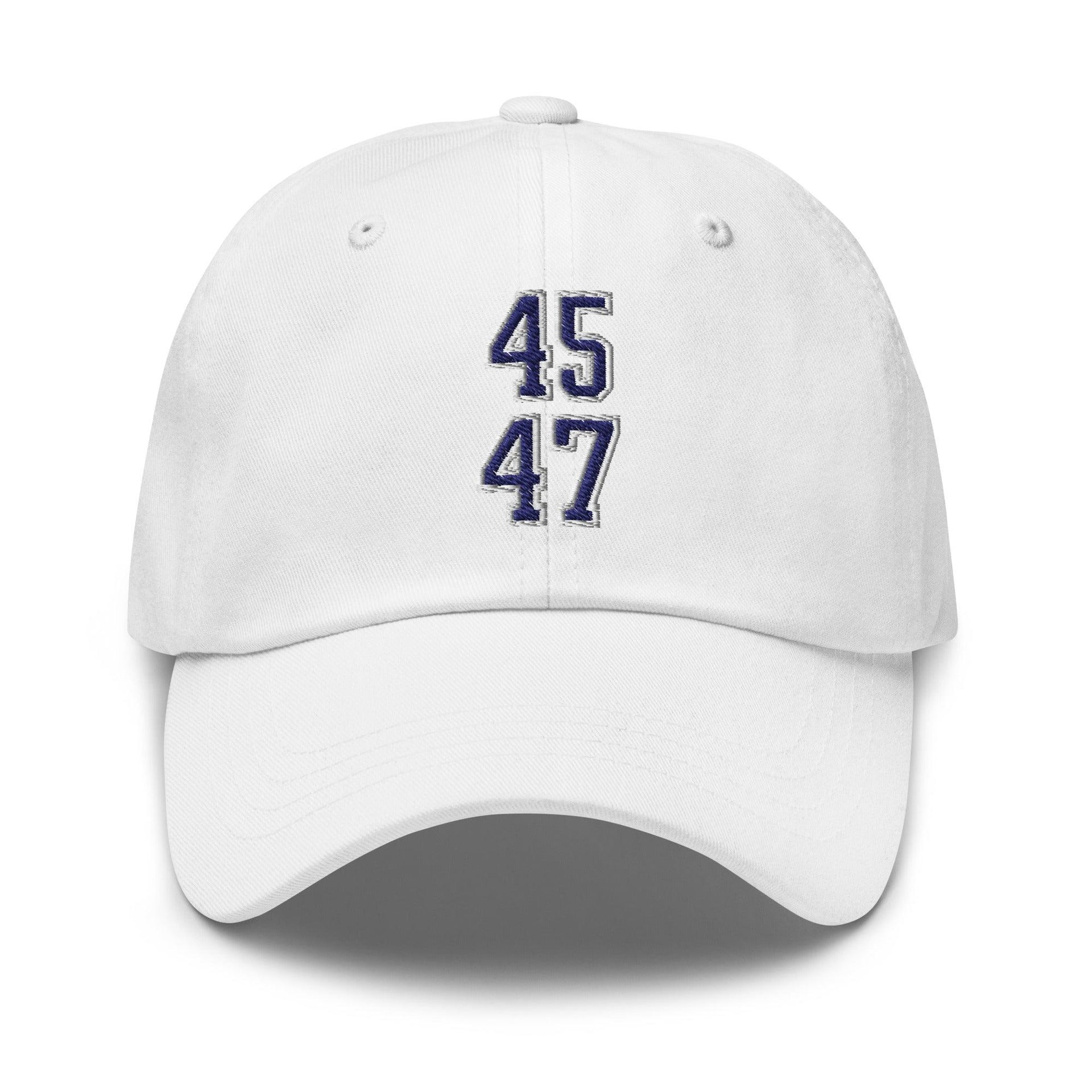 Donald Trump 45-47 Embroidered Dad Hat Blue/White White Capital Crowns Conservative Dad Hats LADs