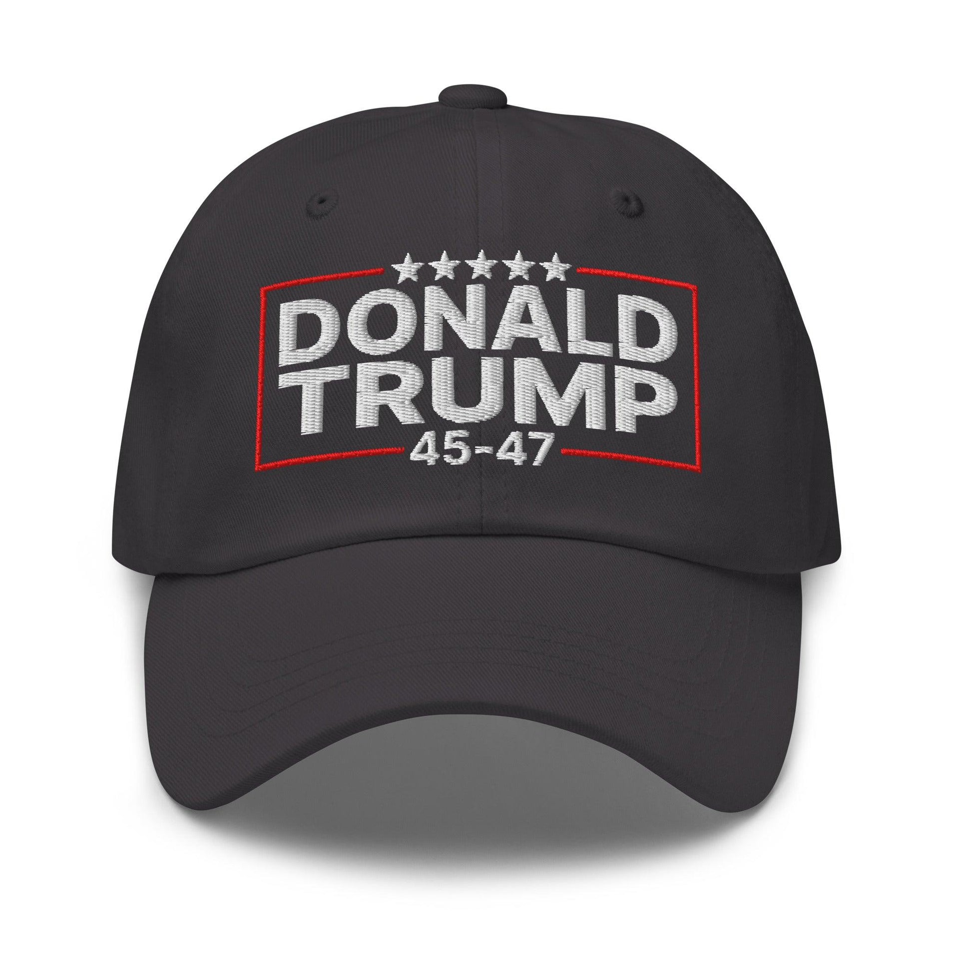 Donald Trump 45-47 Embroidered Dad Hat Dark Grey Capital Crowns Conservative Dad Hats LADs