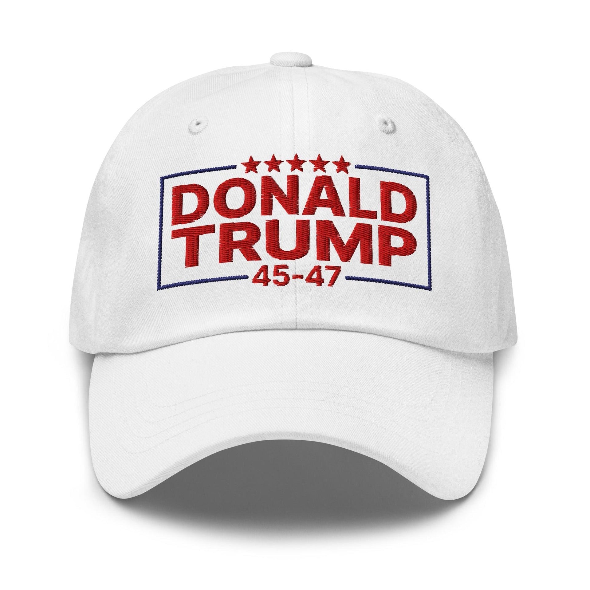 Donald Trump 45-47 Embroidered Dad Hat White Capital Crowns Conservative Dad Hats LADs