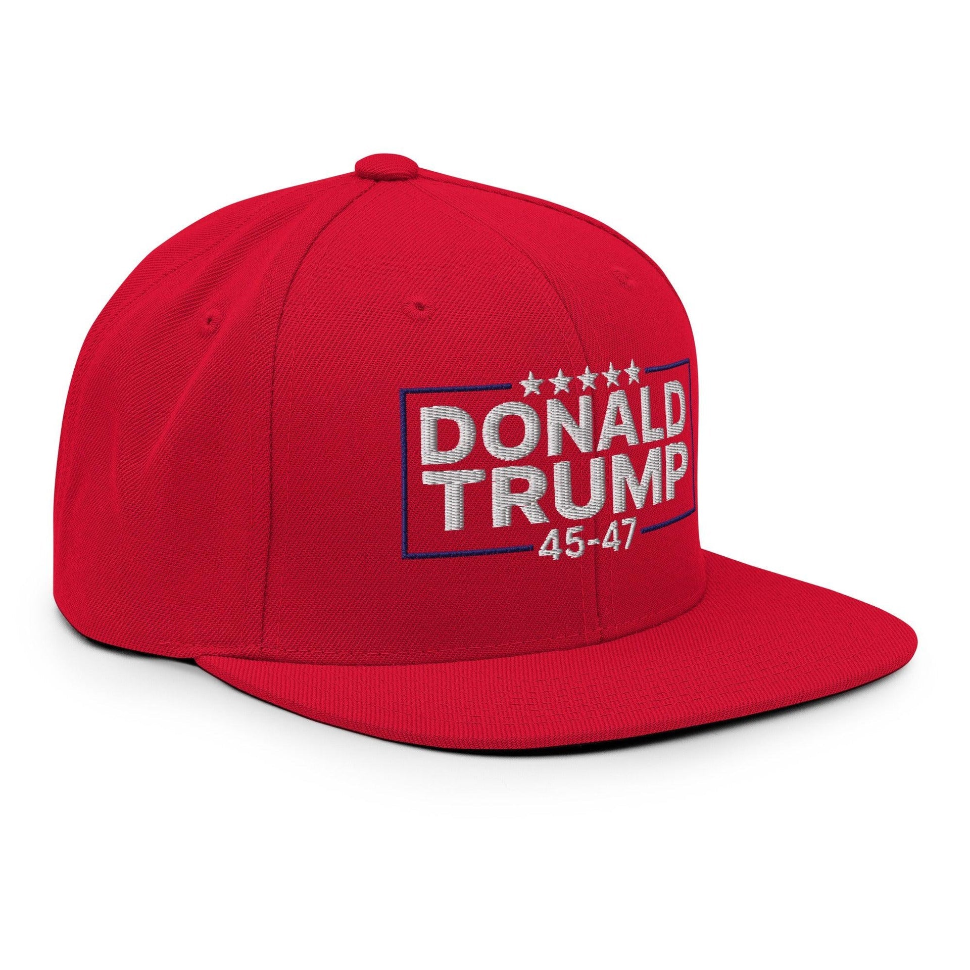 Donald Trump 45-47 Embroidered Flat Bill Brim Snapback Hat Capital Crowns Conservative LADs Snapback Hats
