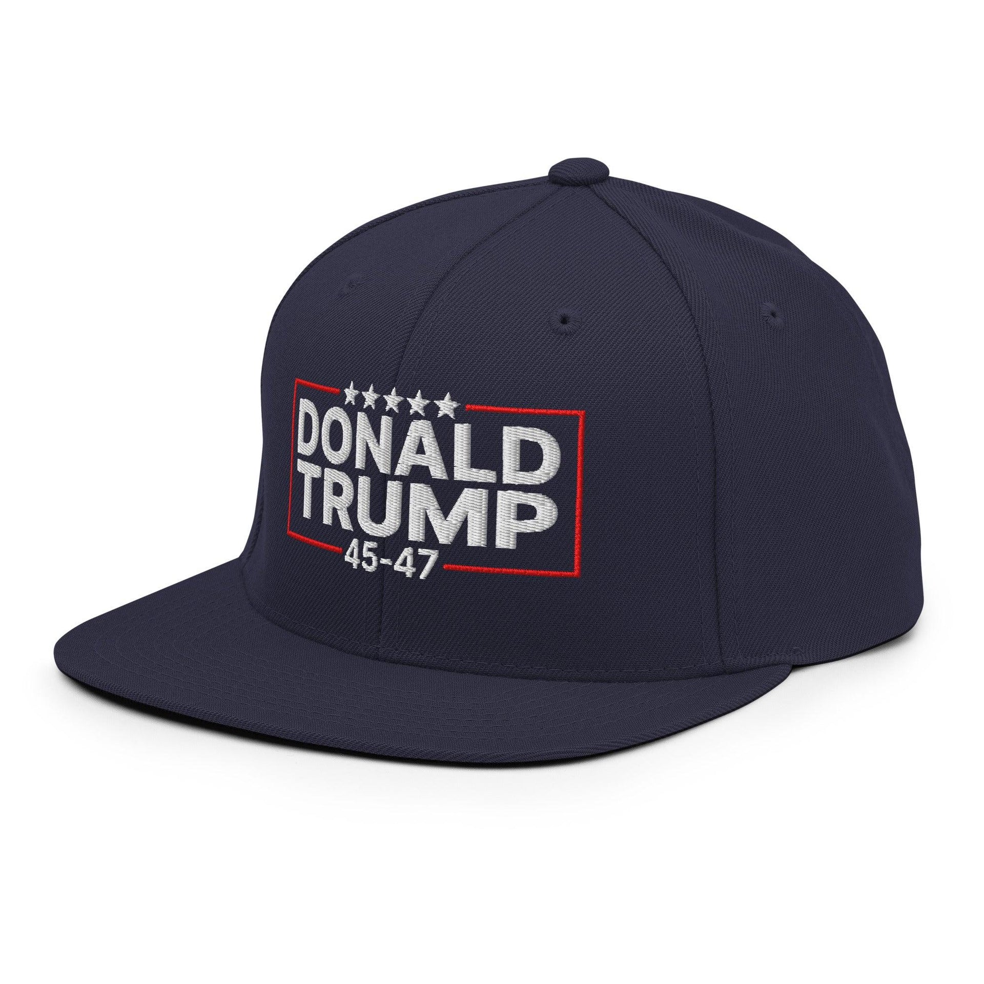 Donald Trump 45-47 Embroidered Flat Bill Brim Snapback Hat Capital Crowns Conservative LADs Snapback Hats
