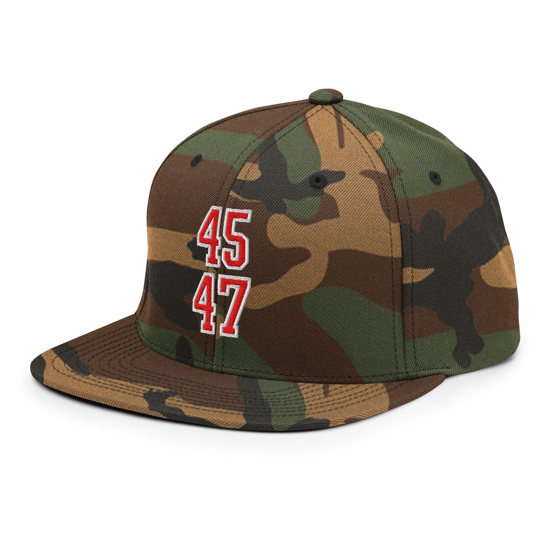 Donald Trump 45-47 Embroidered Flat Bill Brim Snapback Hat Red/White Capital Crowns Conservative LADs Snapback Hats