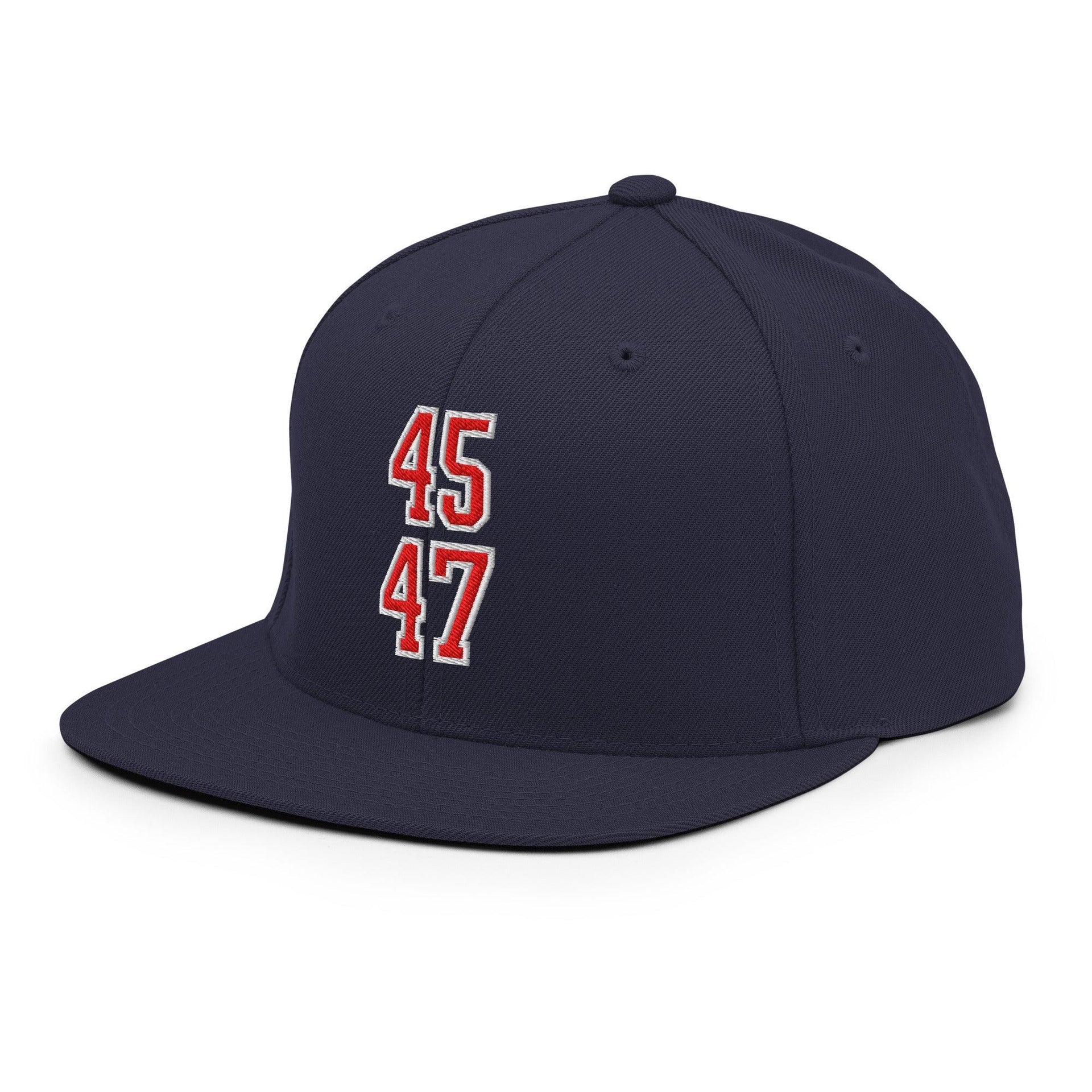 Donald Trump 45-47 Embroidered Flat Bill Brim Snapback Hat Red/White Capital Crowns Conservative LADs Snapback Hats