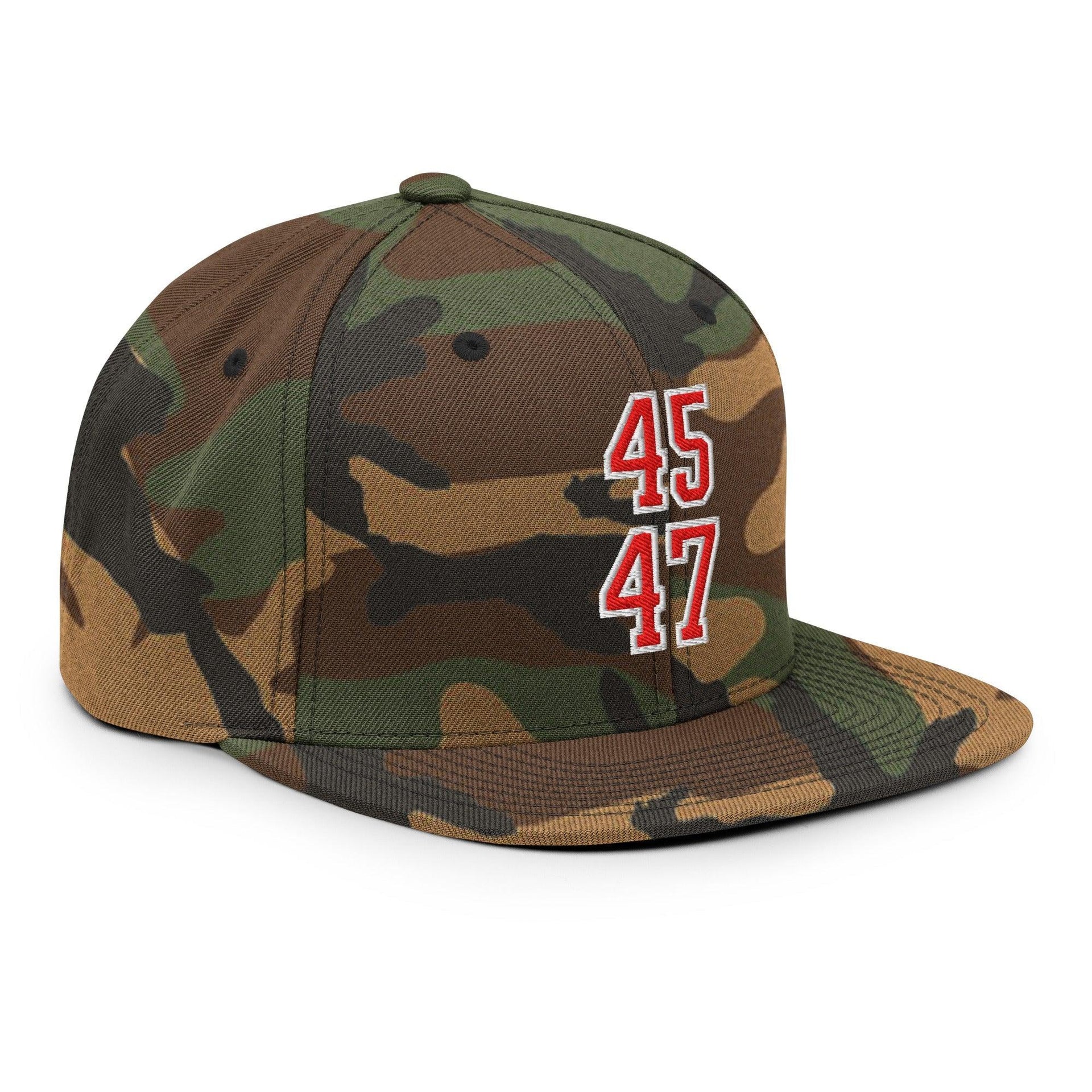 Donald Trump 45-47 Embroidered Flat Bill Brim Snapback Hat Red/White Capital Crowns Conservative LADs Snapback Hats