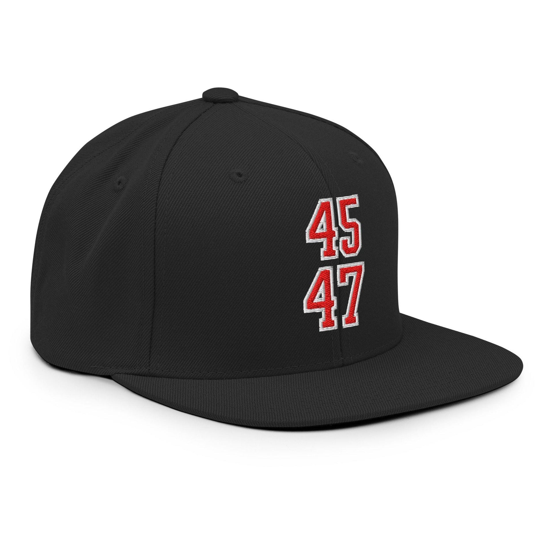 Donald Trump 45-47 Embroidered Flat Bill Brim Snapback Hat Red/White Capital Crowns Conservative LADs Snapback Hats