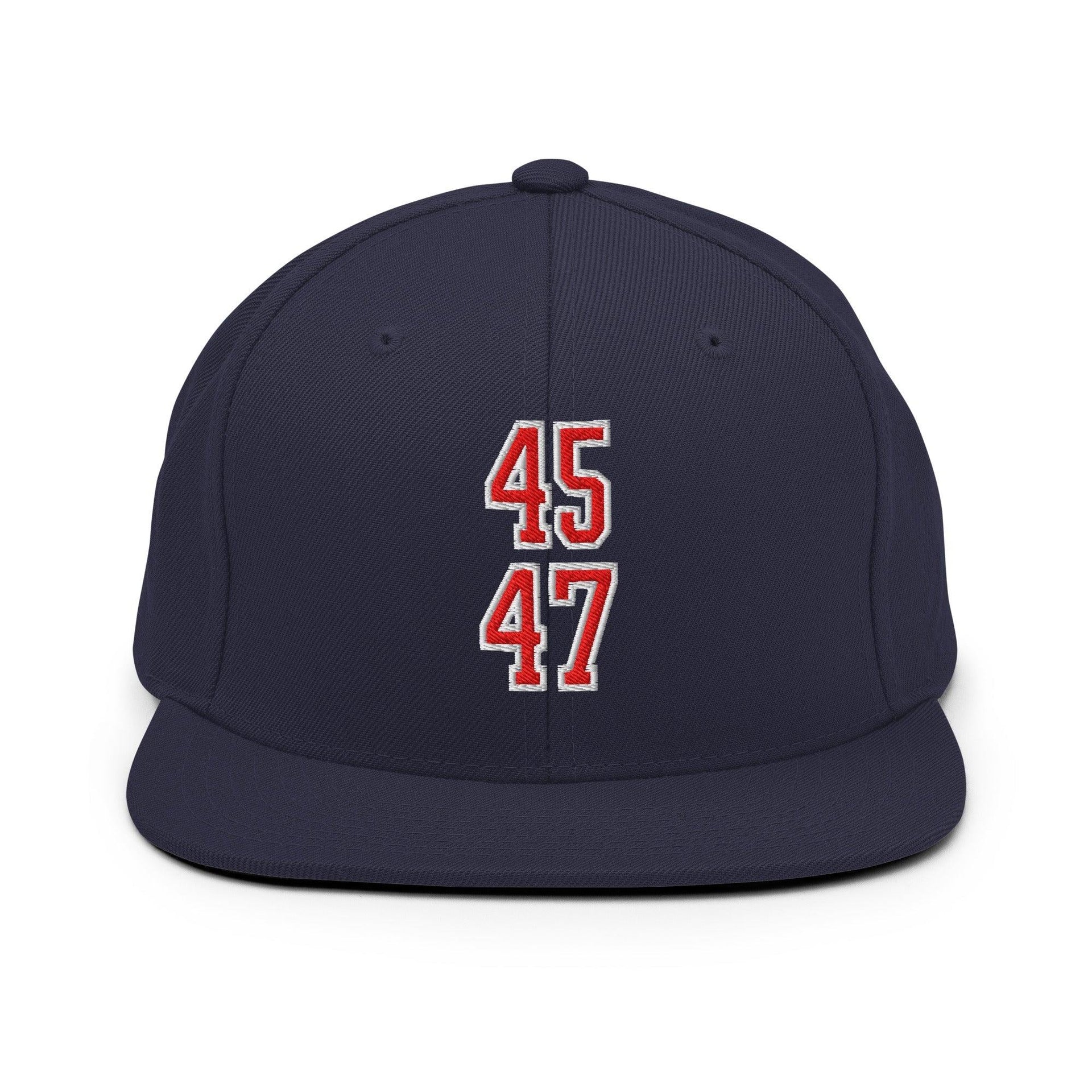 Donald Trump 45-47 Embroidered Flat Bill Brim Snapback Hat Red/White Navy Capital Crowns Conservative LADs Snapback Hats