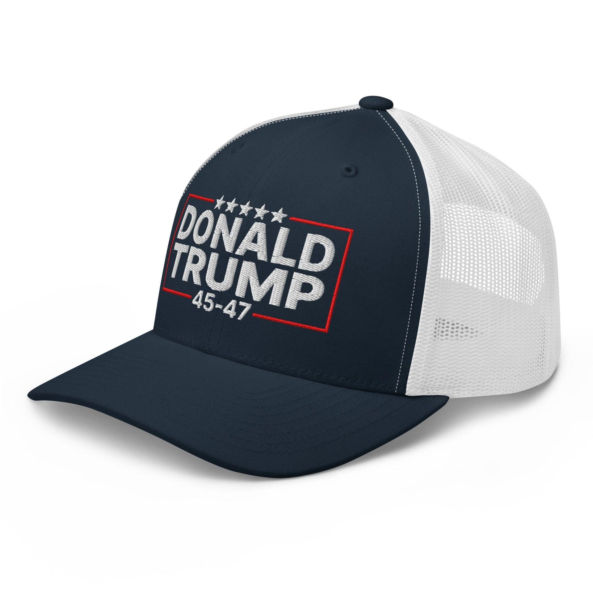 Donald Trump 45-47 Embroidered Mesh Trucker Hat Capital Crowns Conservative LADs Trucker Hats