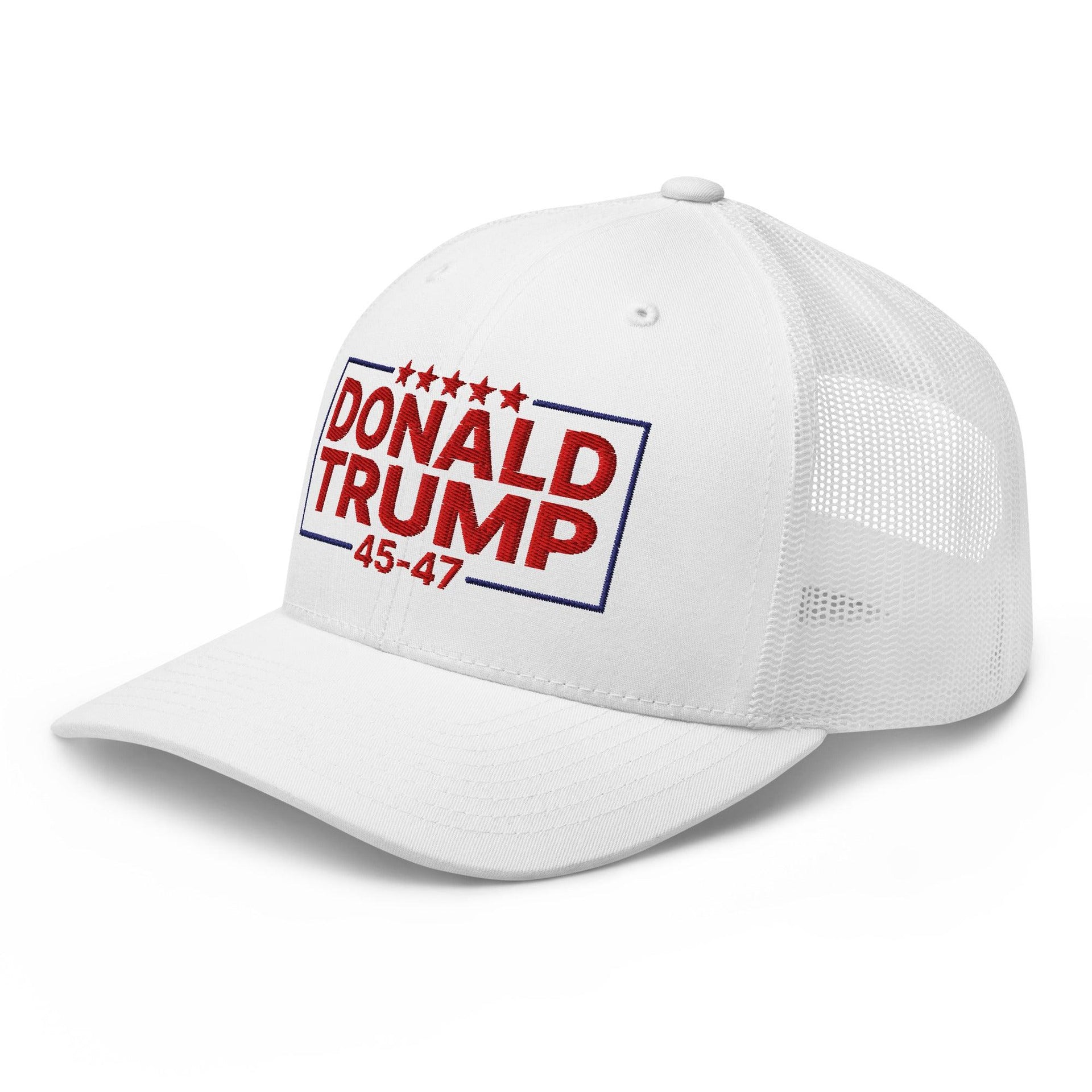 Donald Trump 45-47 Embroidered Mesh Trucker Hat Capital Crowns Conservative LADs Trucker Hats