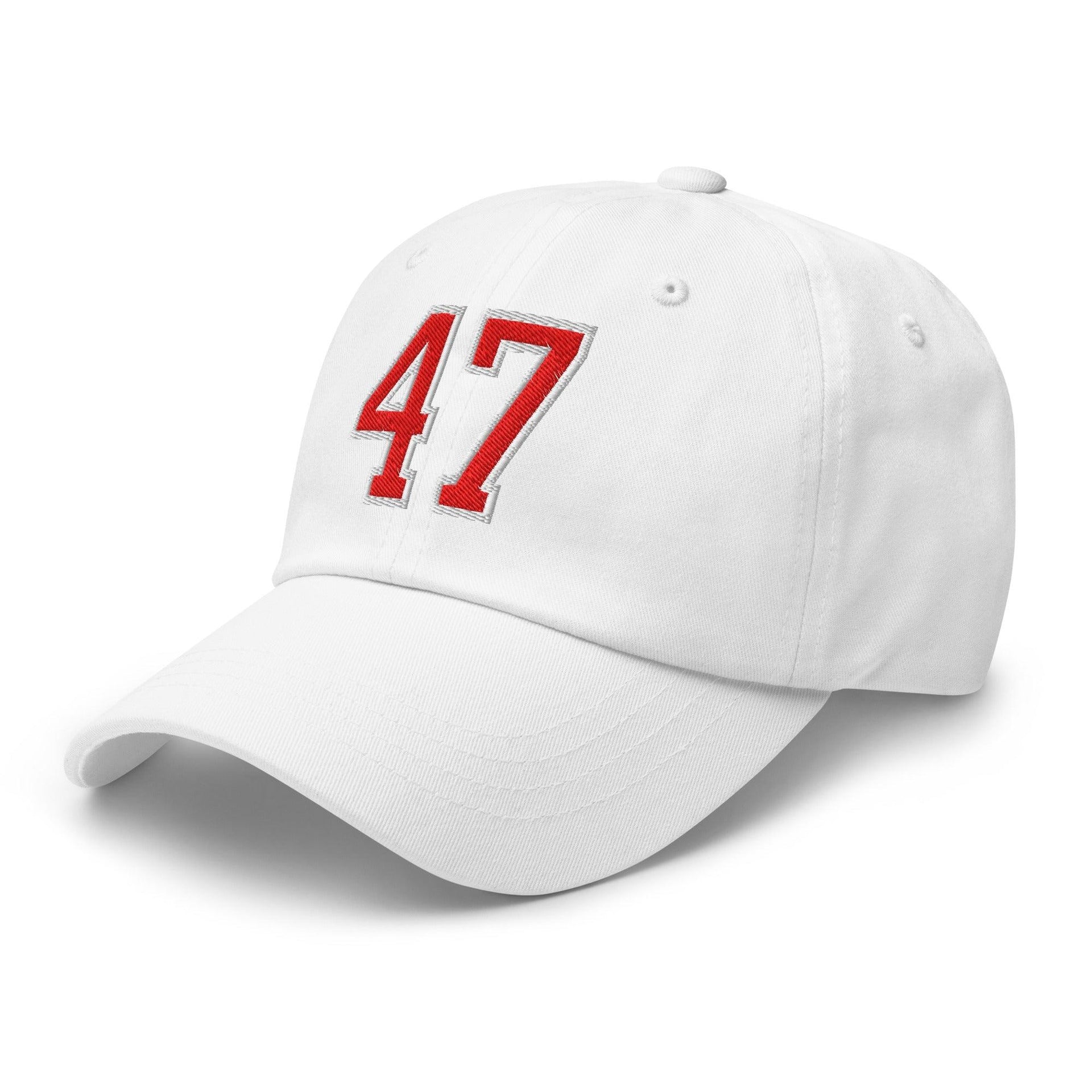 Donald Trump 47 Embroidered Dad Hat Red/White Capital Crowns Conservative Dad Hats LADs