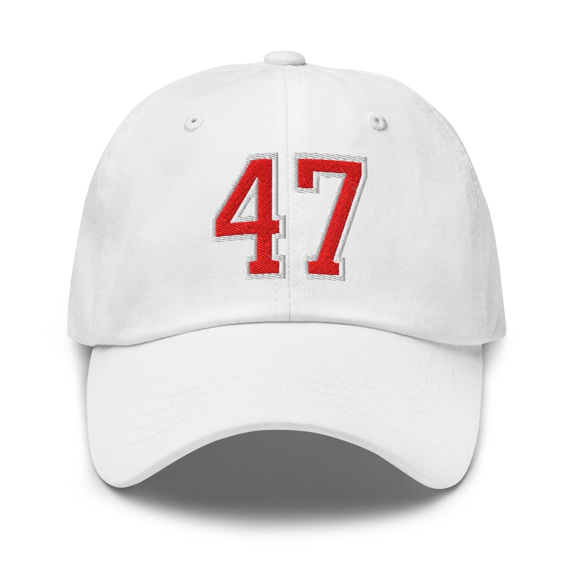 Donald Trump 47 Embroidered Dad Hat Red/White White Capital Crowns Conservative Dad Hats LADs